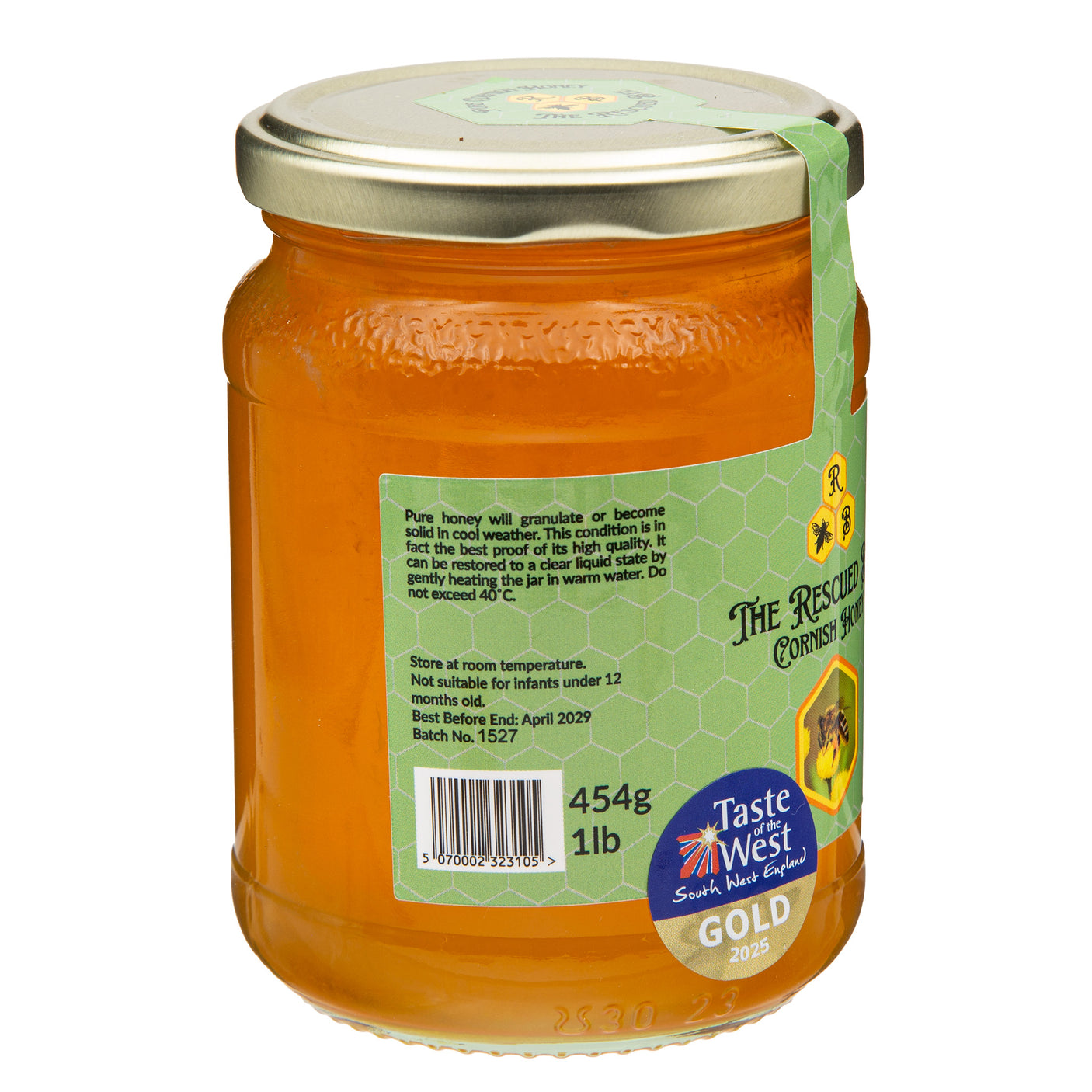 Lobbs Farm Shop, Heligan, Cornwall - Bees Off - The Rescued Bee Cornish Honey 454g