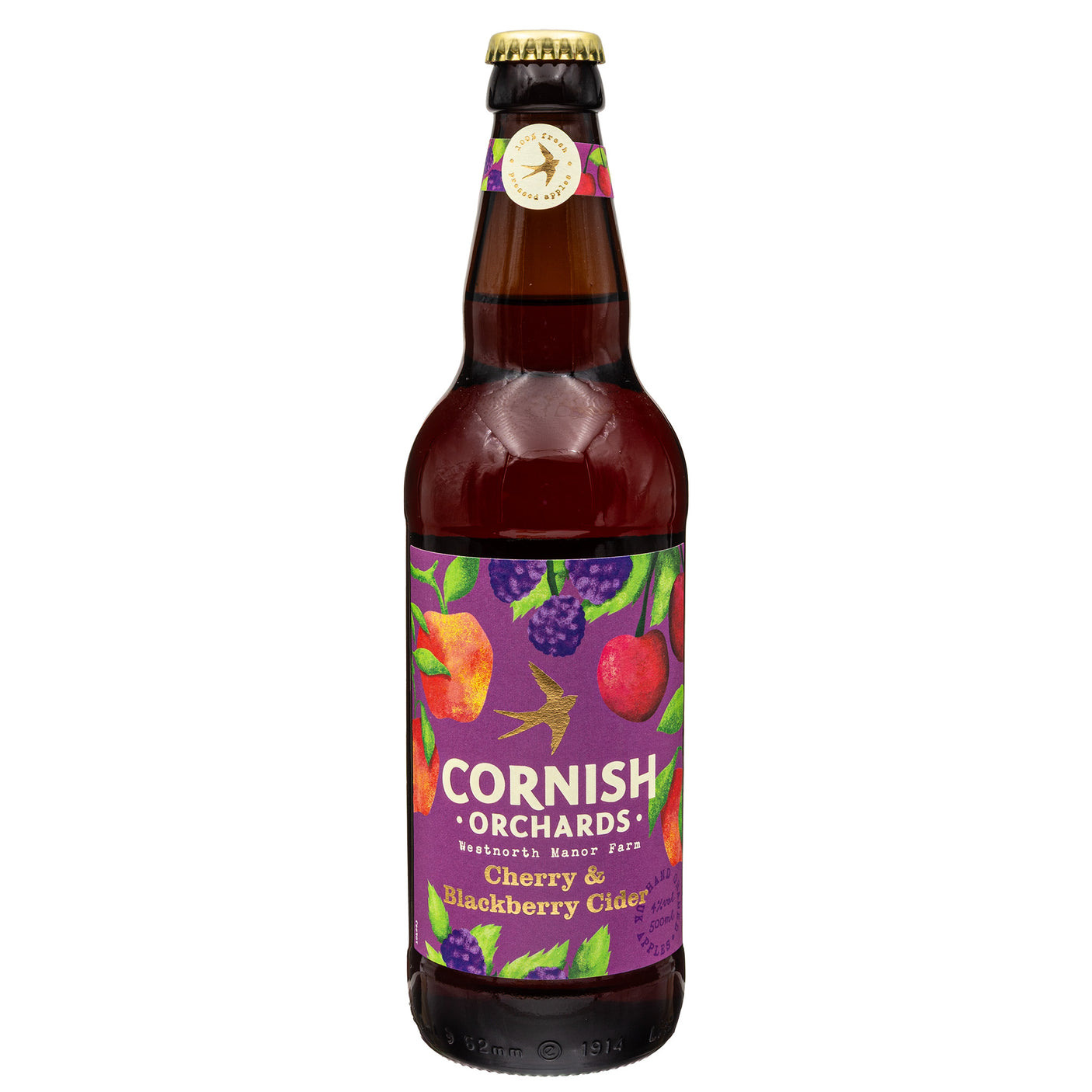 Lobbs Farm Shop, Heligan - Cornish Orchards - Cherry & Blackberry Cider 500ml - Made in Cornwall