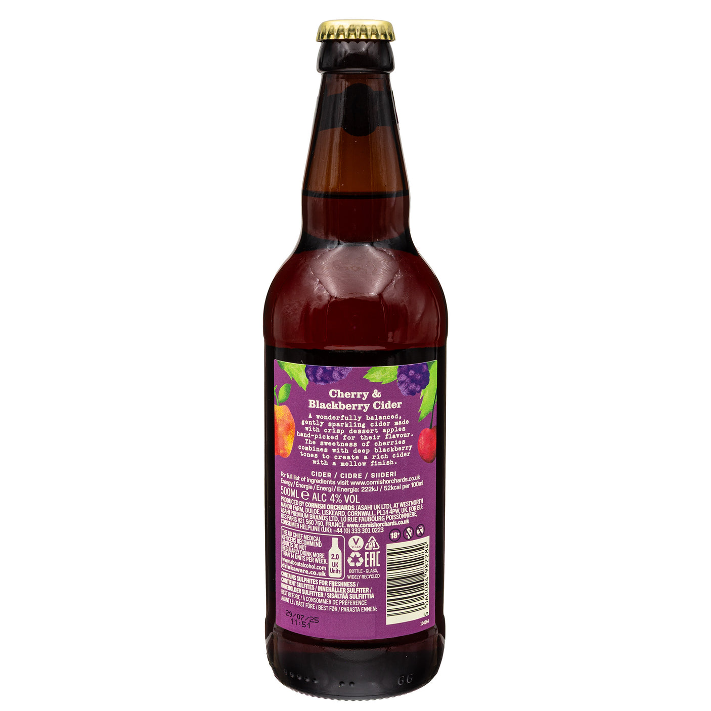 Lobbs Farm Shop, Heligan - Cornish Orchards - Cherry & Blackberry Cider 500ml - Made in Cornwall