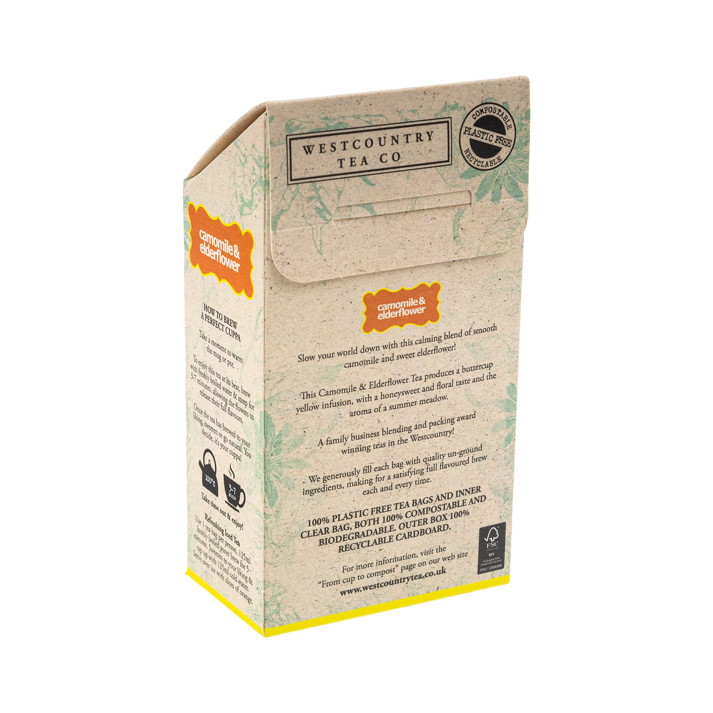 Lobbs Farm Shop, Heligan - Westcountry Tea Co - Camomile & Elderflower - 20 Loose Leaf Bags 30g