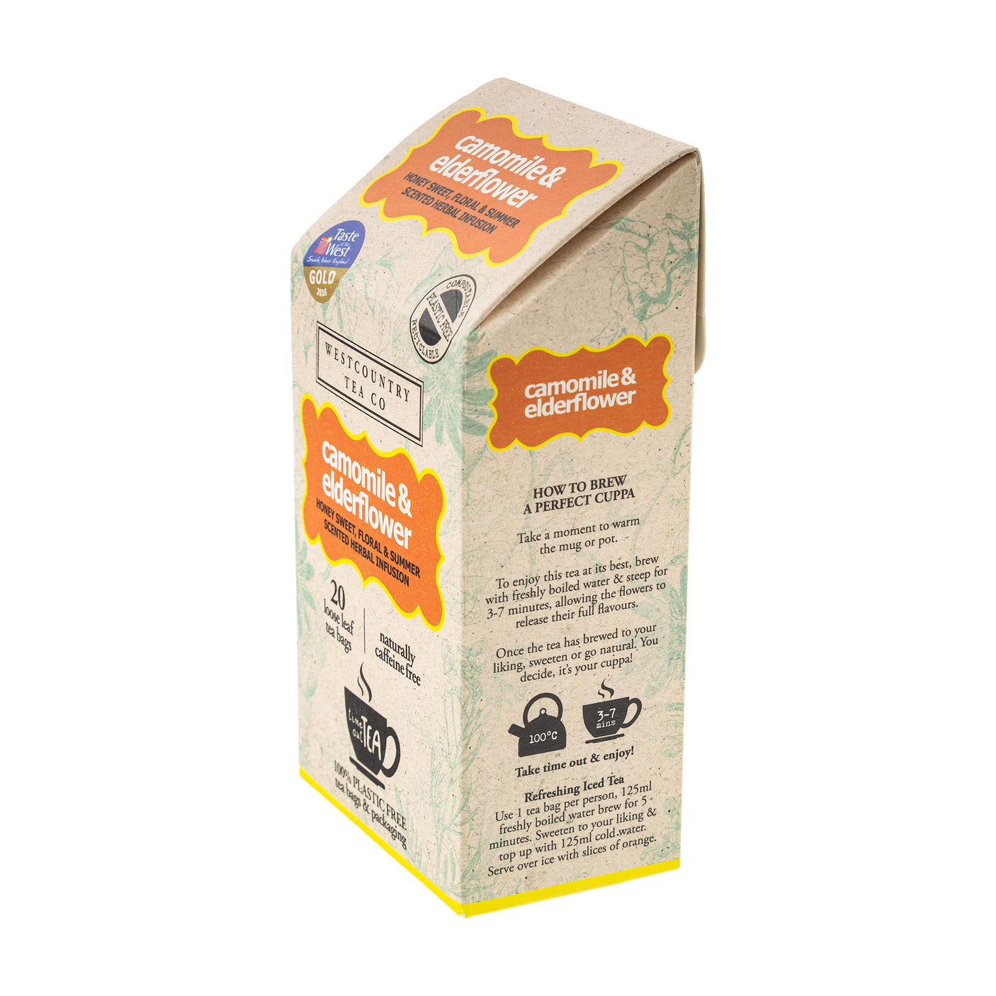 Lobbs Farm Shop, Heligan - Westcountry Tea Co - Camomile & Elderflower - 20 Loose Leaf Bags 30g