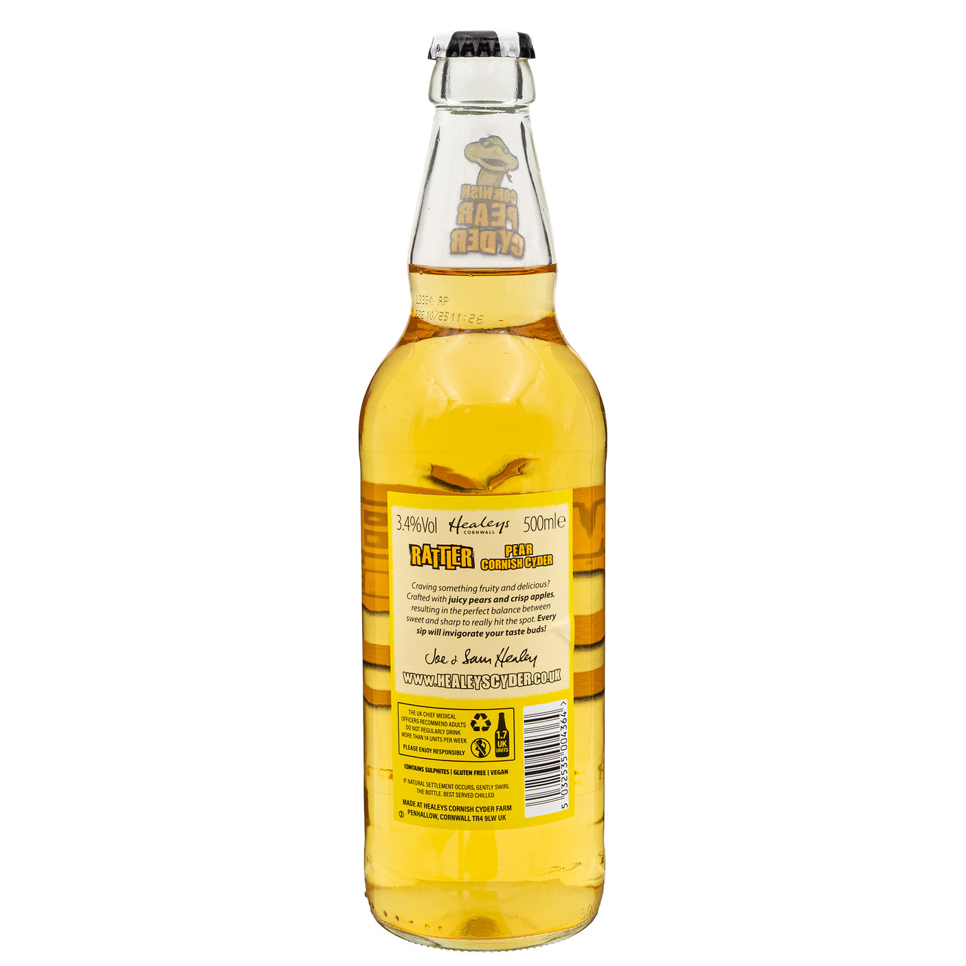 Lobbs Farm Shop, Heligan, Cornwall - Healeys Cornish Cyder Farm - Pear Rattler 500ml - Made in Cornwall