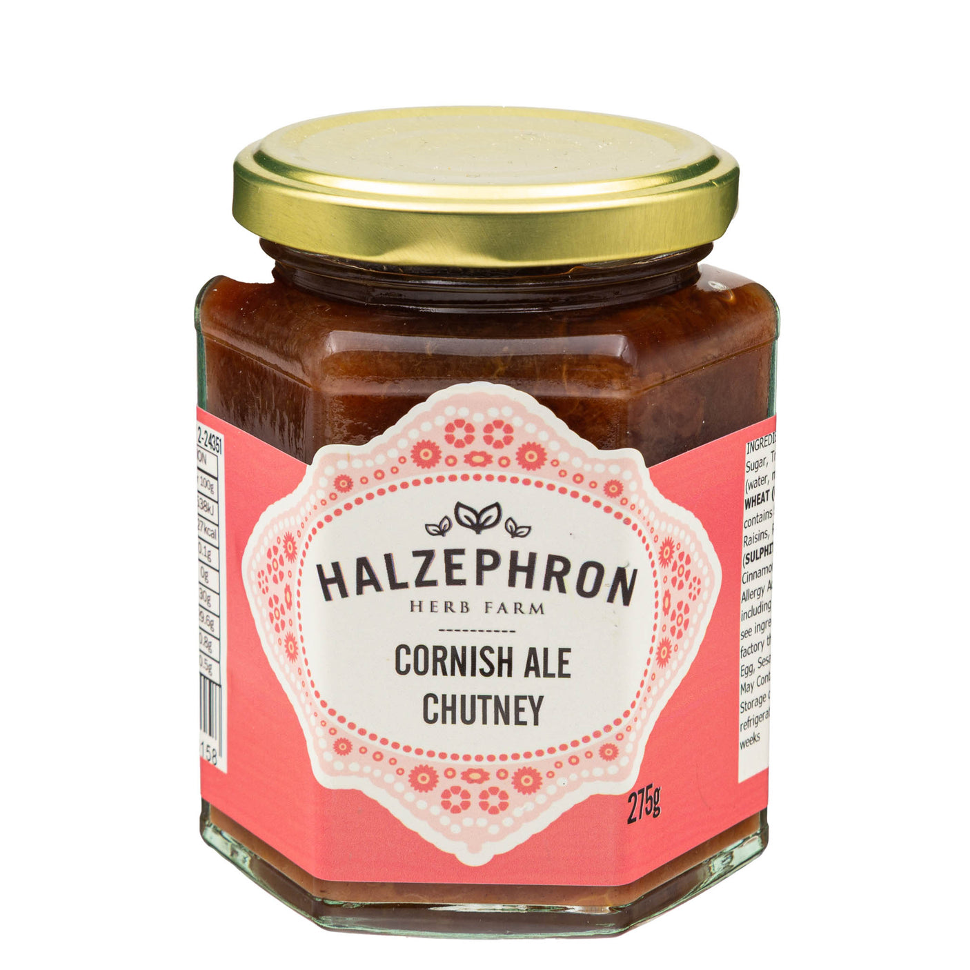 Lobbs Farm Sho, Heligan, Cornwall -Halzephron - Cornish Ale Chutney 275g - Made in Cornwall