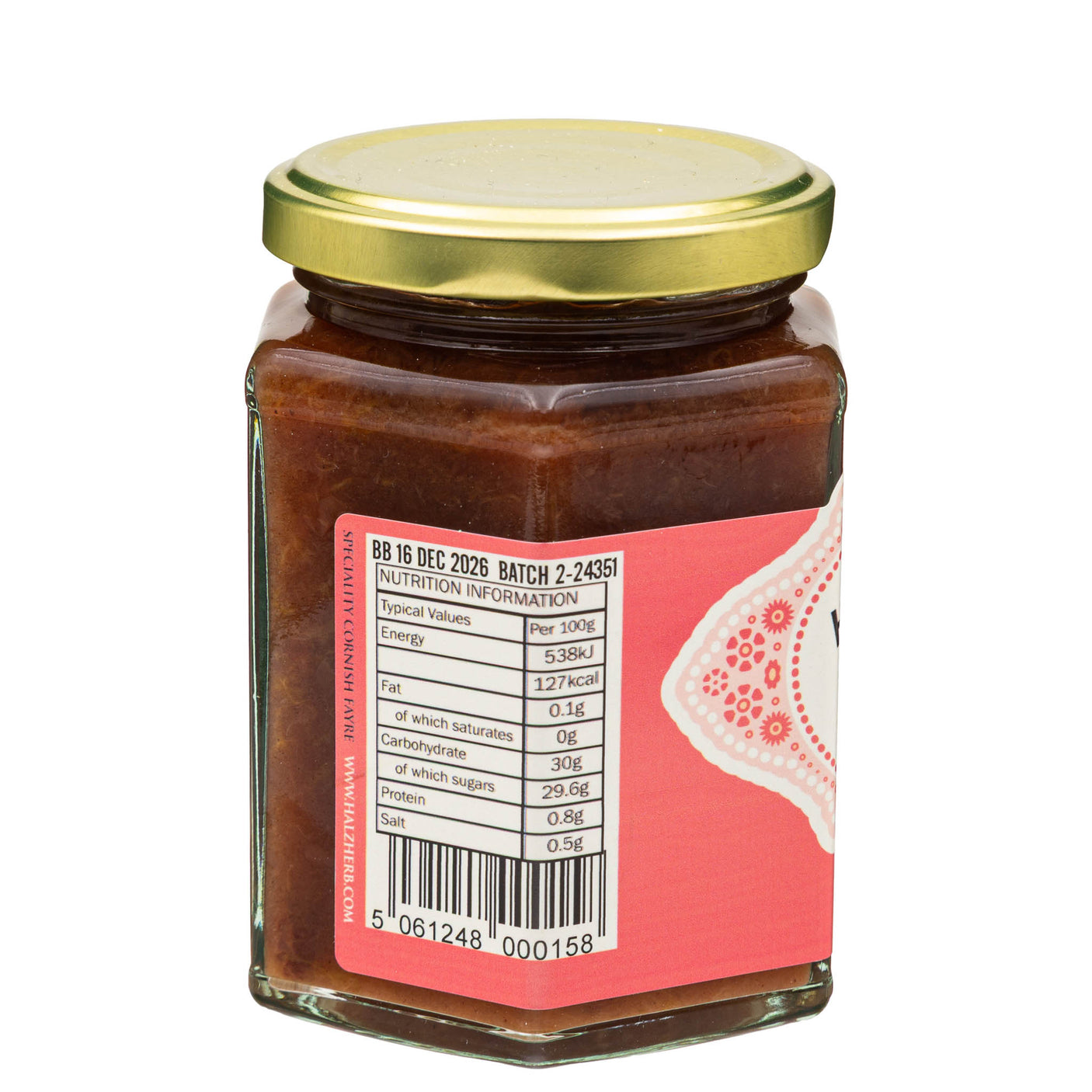 Lobbs Farm Sho, Heligan, Cornwall -Halzephron - Cornish Ale Chutney 275g - Made in Cornwall