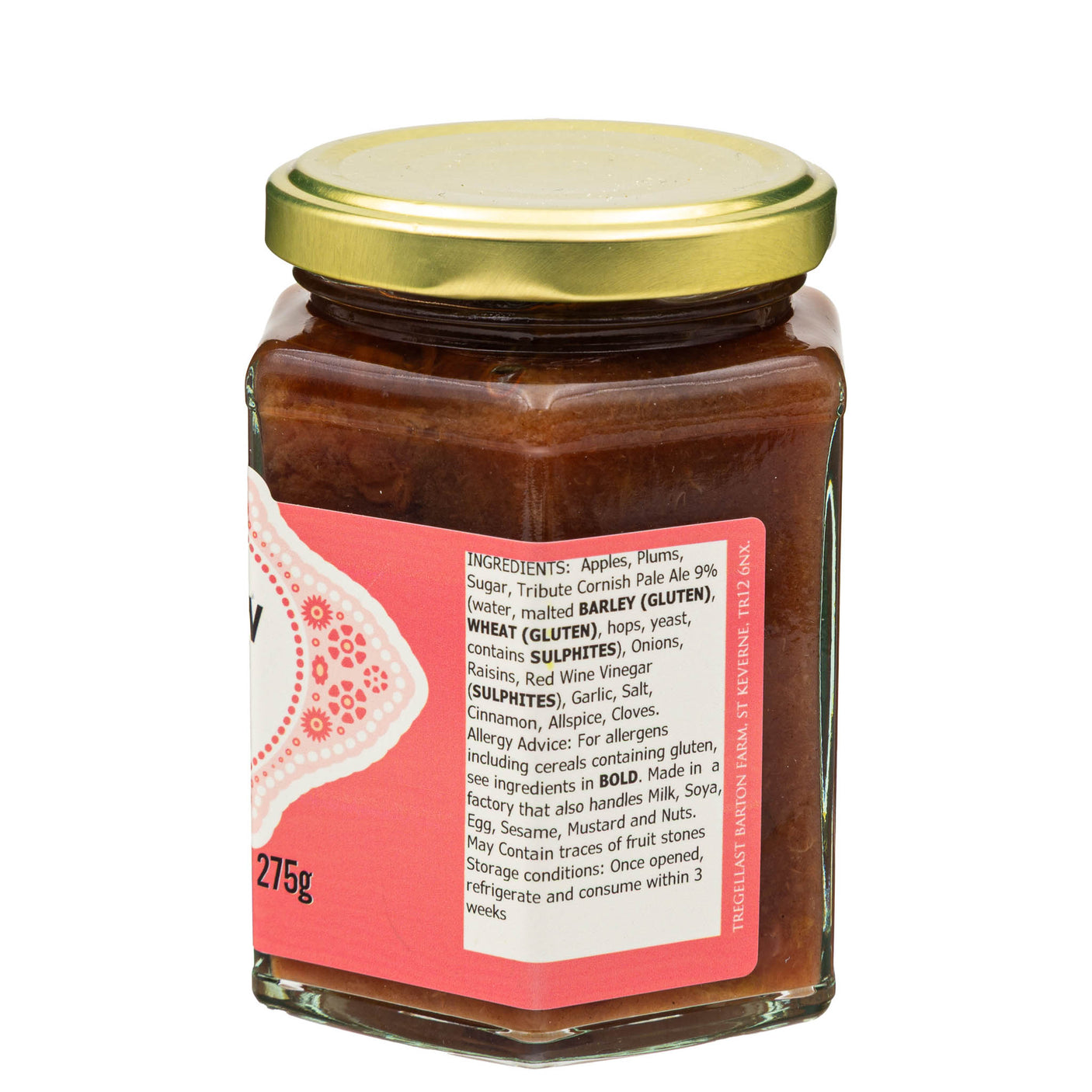 Lobbs Farm Sho, Heligan, Cornwall -Halzephron - Cornish Ale Chutney 275g - Made in Cornwall