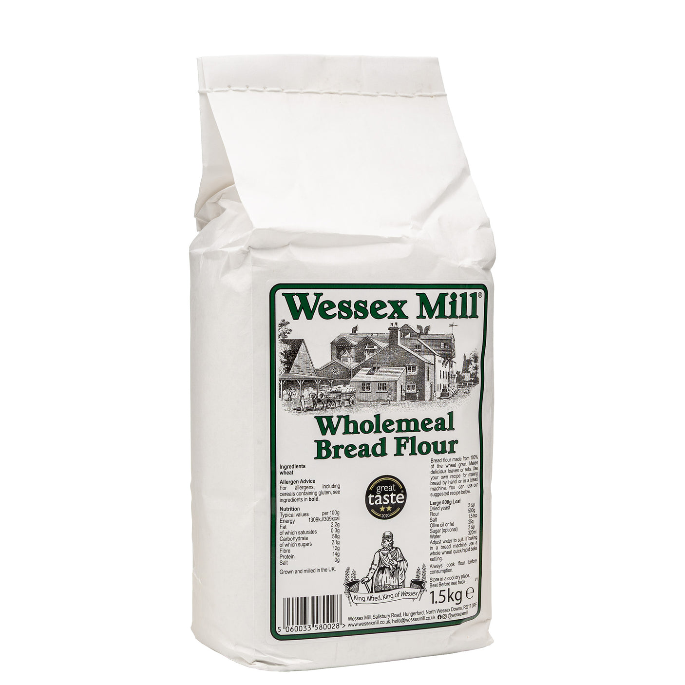Lobbs Farm Shop, Heligan, Cornwall - Wessex Mill - Wholemeal Bread Flour 1.5kg