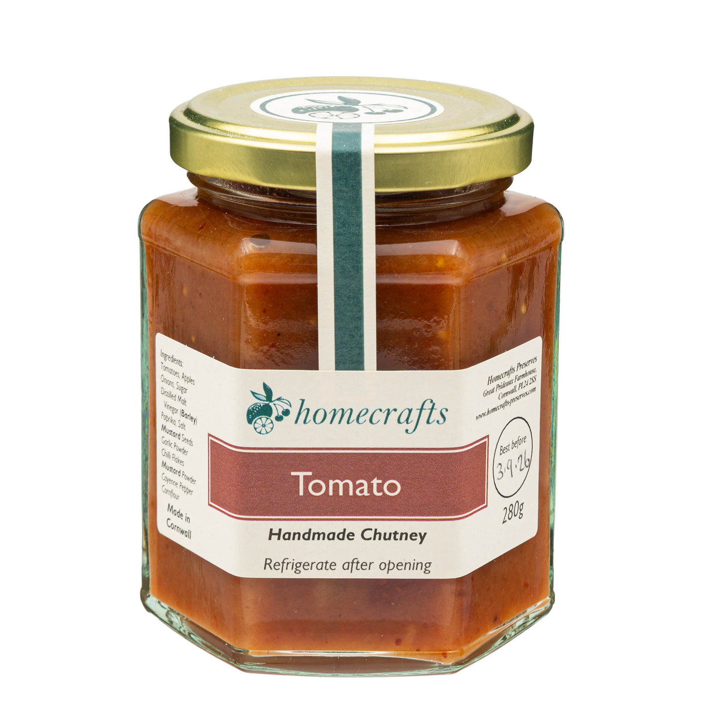 Lobbs Farm Shop, Heligan, Cornwall - Homecrafts - Tomato Chutney 280g - Made in Cornwall