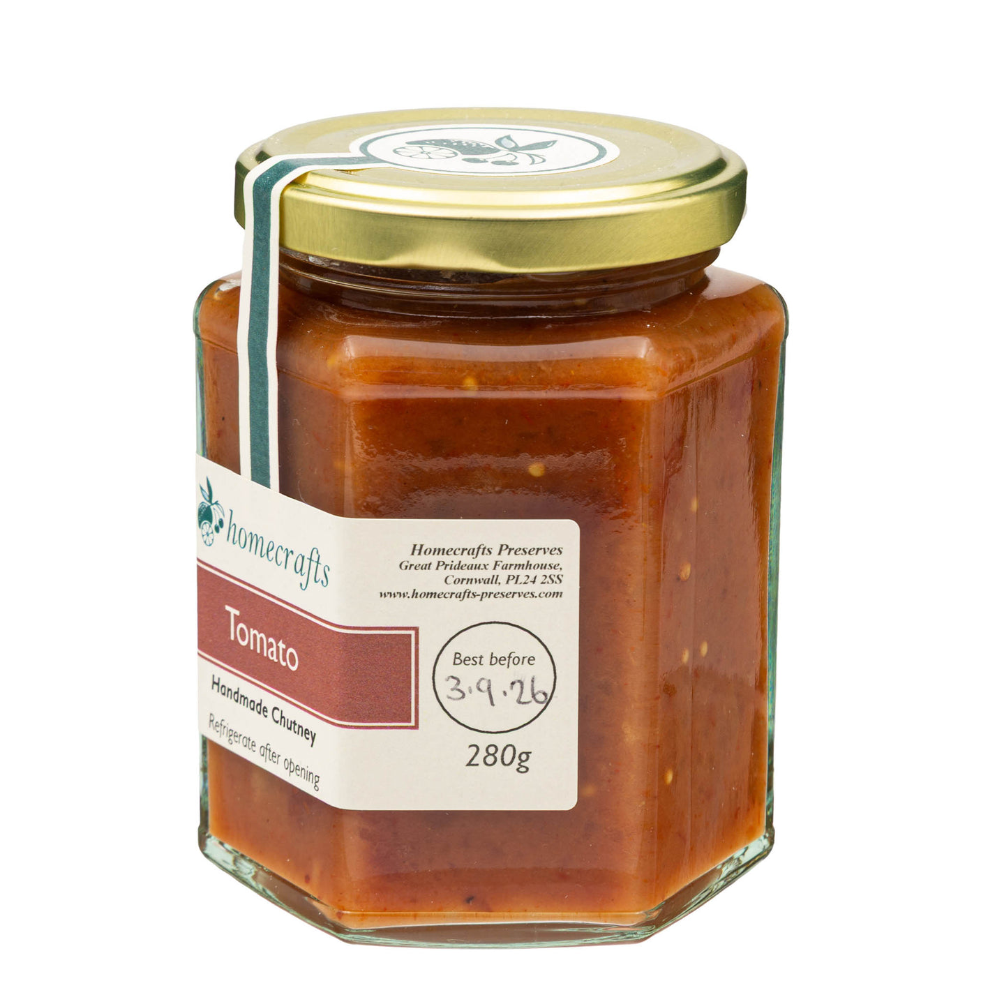 Lobbs Farm Shop, Heligan, Cornwall - Homecrafts - Tomato Chutney 280g - Made in Cornwall