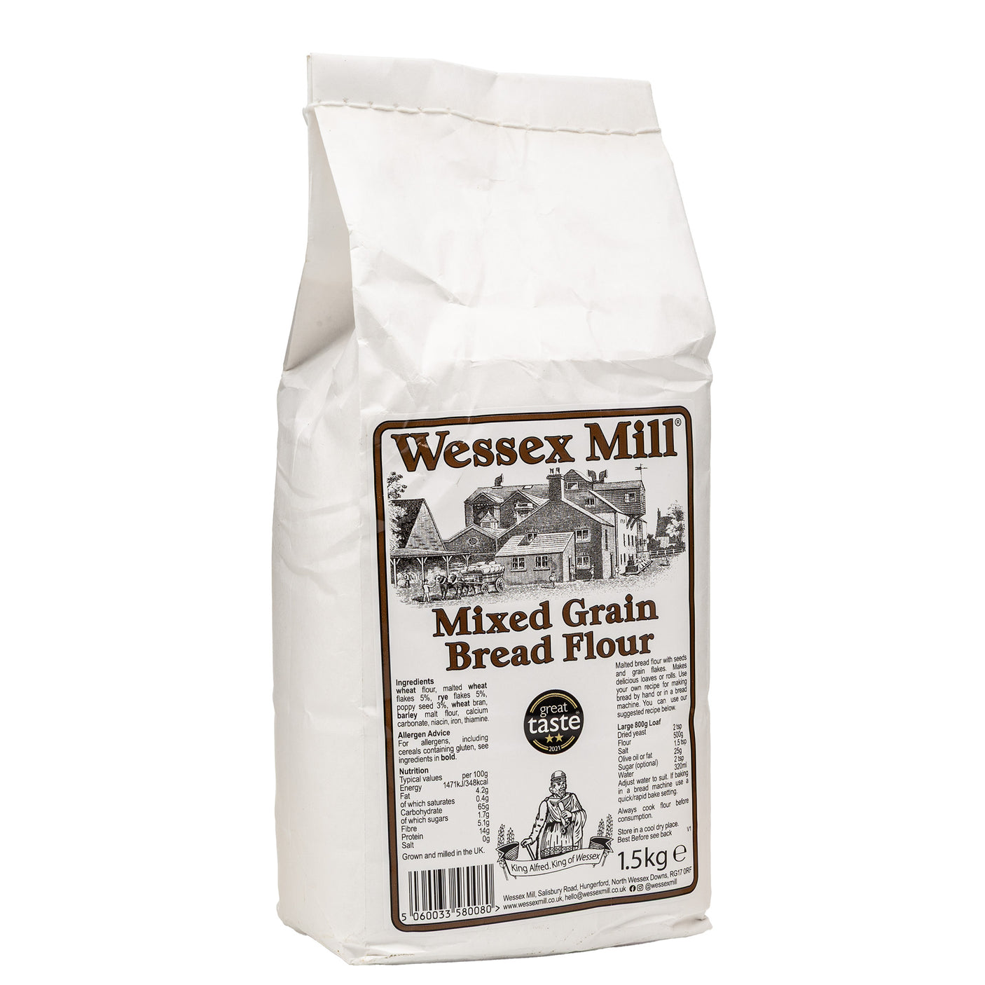 Image Alt: Lobbs Farm Shop, Heligan, Cornwall - Wessex Mill - Mixed Grain Bread Flour 1.5kg