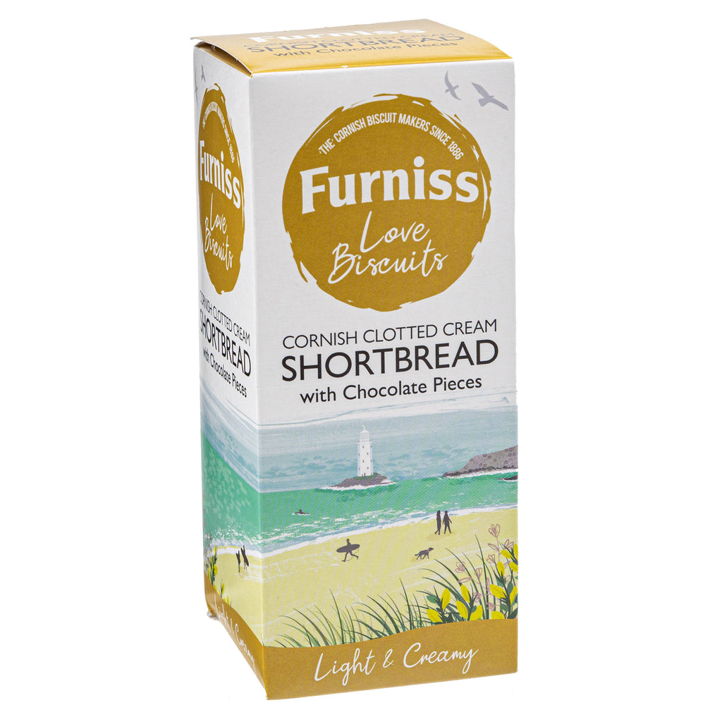 Lobbs Farm Shop, Heligan - Furniss - Cornish Clotted Cream Shortbread with Chocolate Pieces 200g - Made in Cornwall