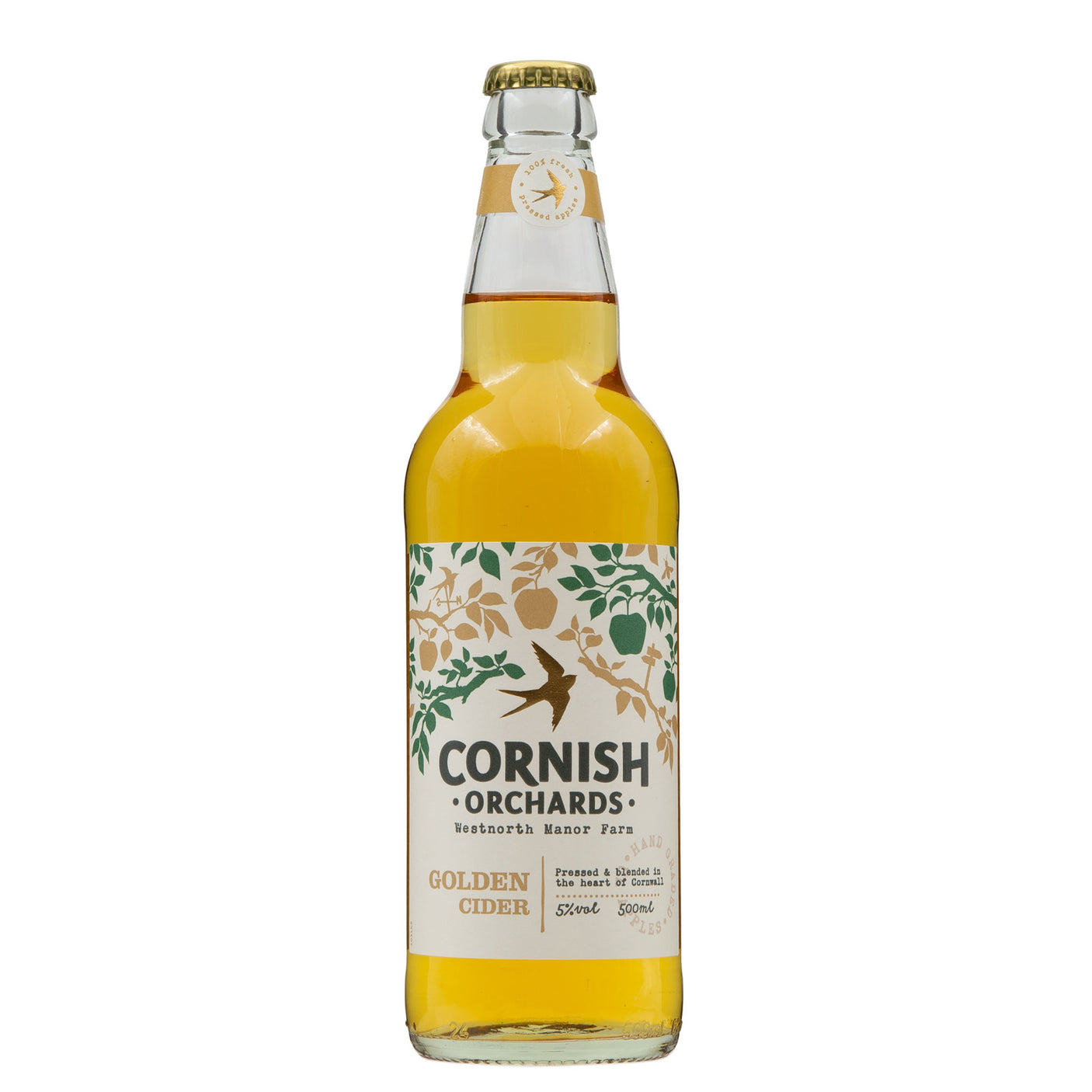 Image Alt Text: Lobbs Farm Shop, Heligan - Cornish Orchards - Golden Cider 500ml - Made in Cornwall