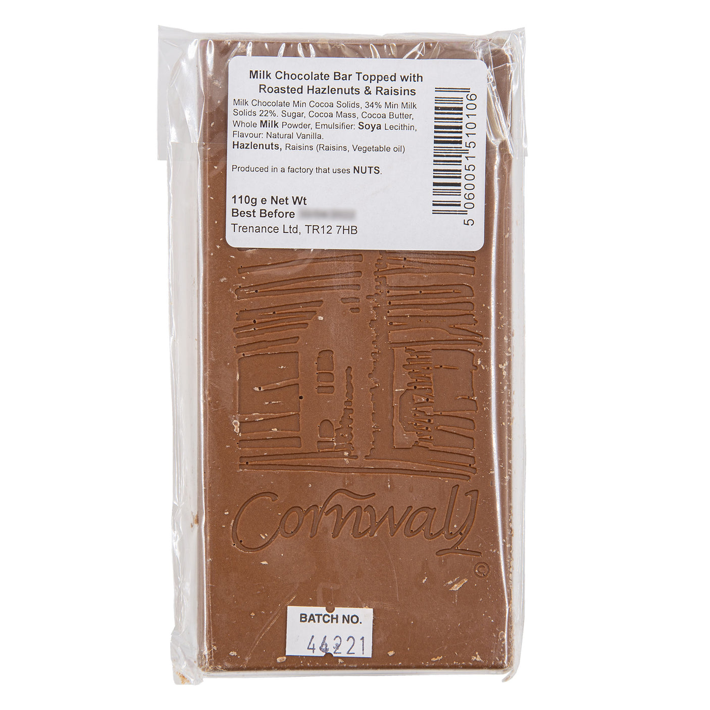 Tenance - Milk Chocolate Bar Topped with Roasted Hazelnuts & Raisins 110g