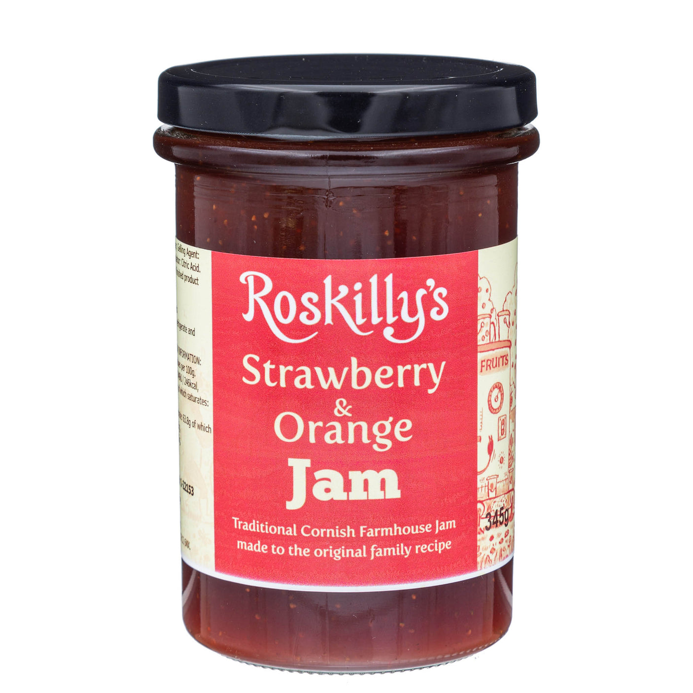 Lobbs Farm Shop, Heligan, Cornwall - Roskilly's Strawberry & Orange Jam 345g - Made in Cornwall