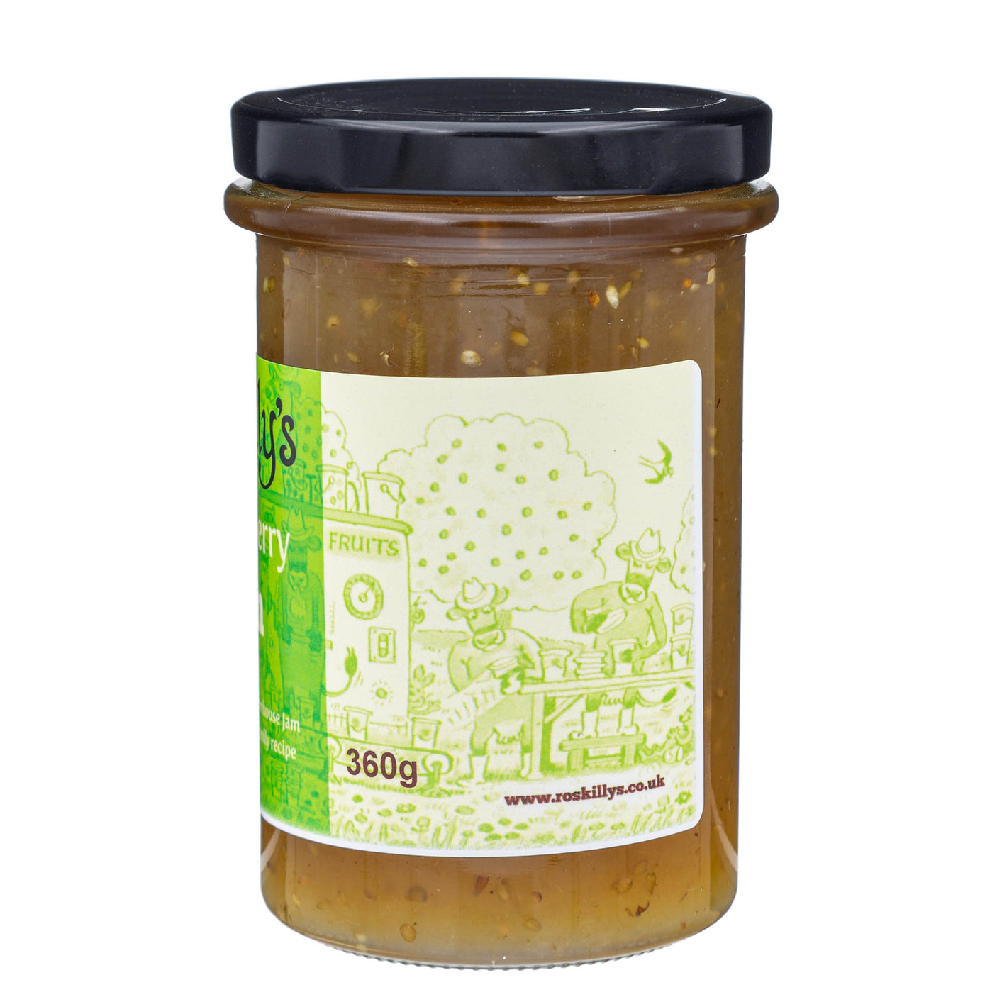 Lobbs Farm Shop, Heligan, Cornwall - Roskilly's - Gooseberry Jam 345g - Made in Cornwall