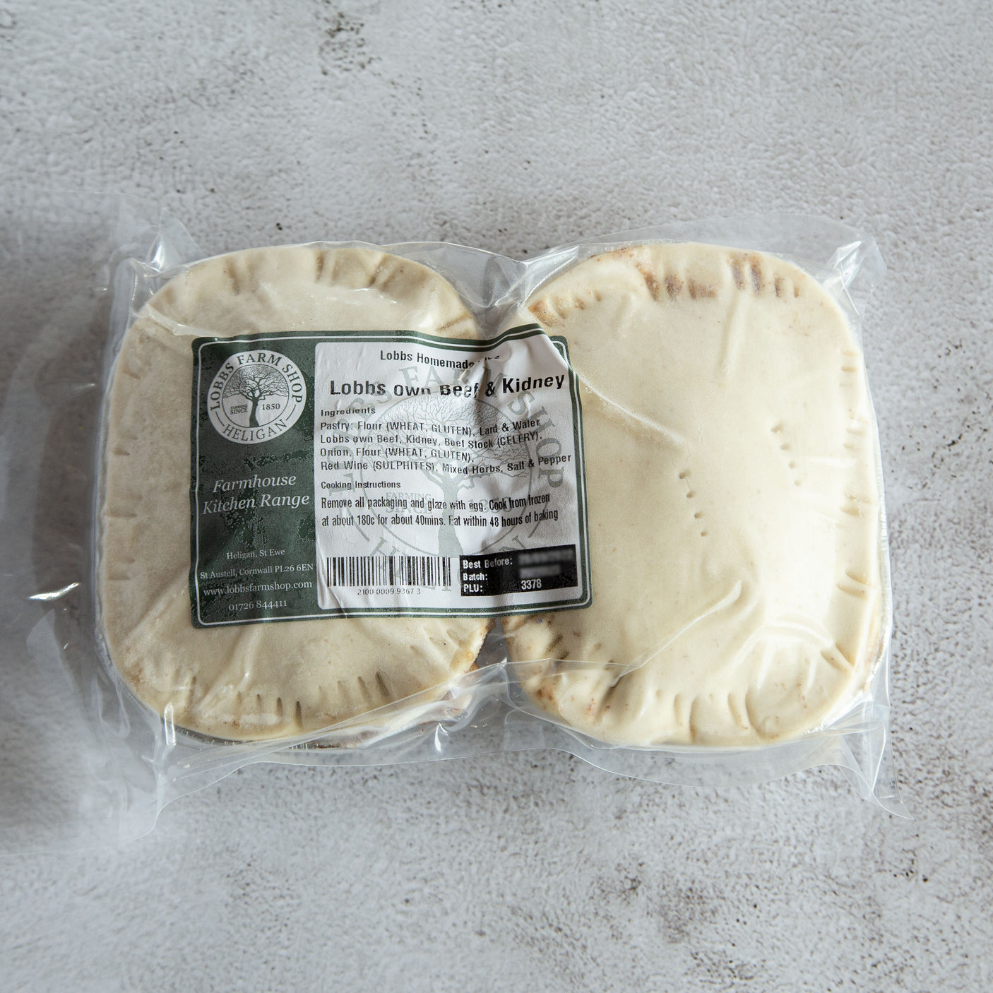 Lobbs Farm Shop Homemade - Frozen Beef & Kidney Pie 2-Pack - 2 single servings
