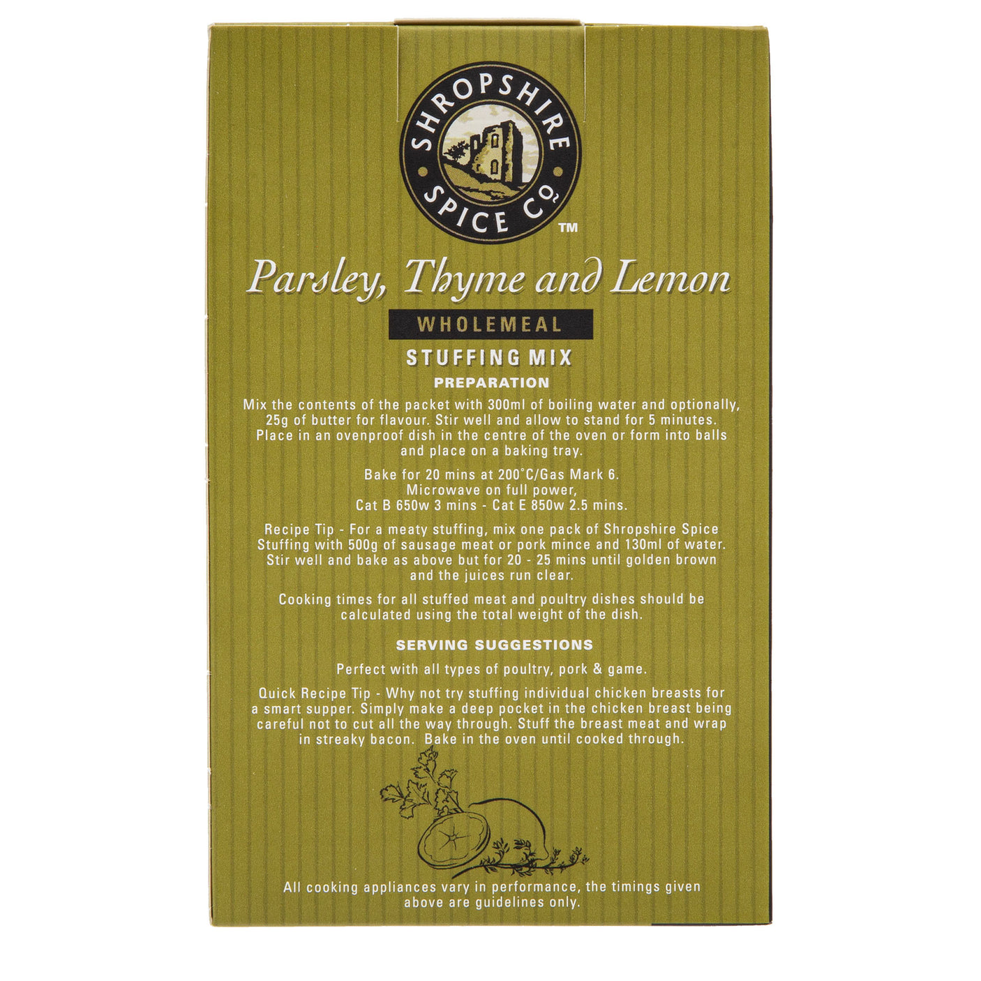 Shropshire Spice Co - Parsley, Thyme & Lemon Wholemeal Stuffing Mix 150g