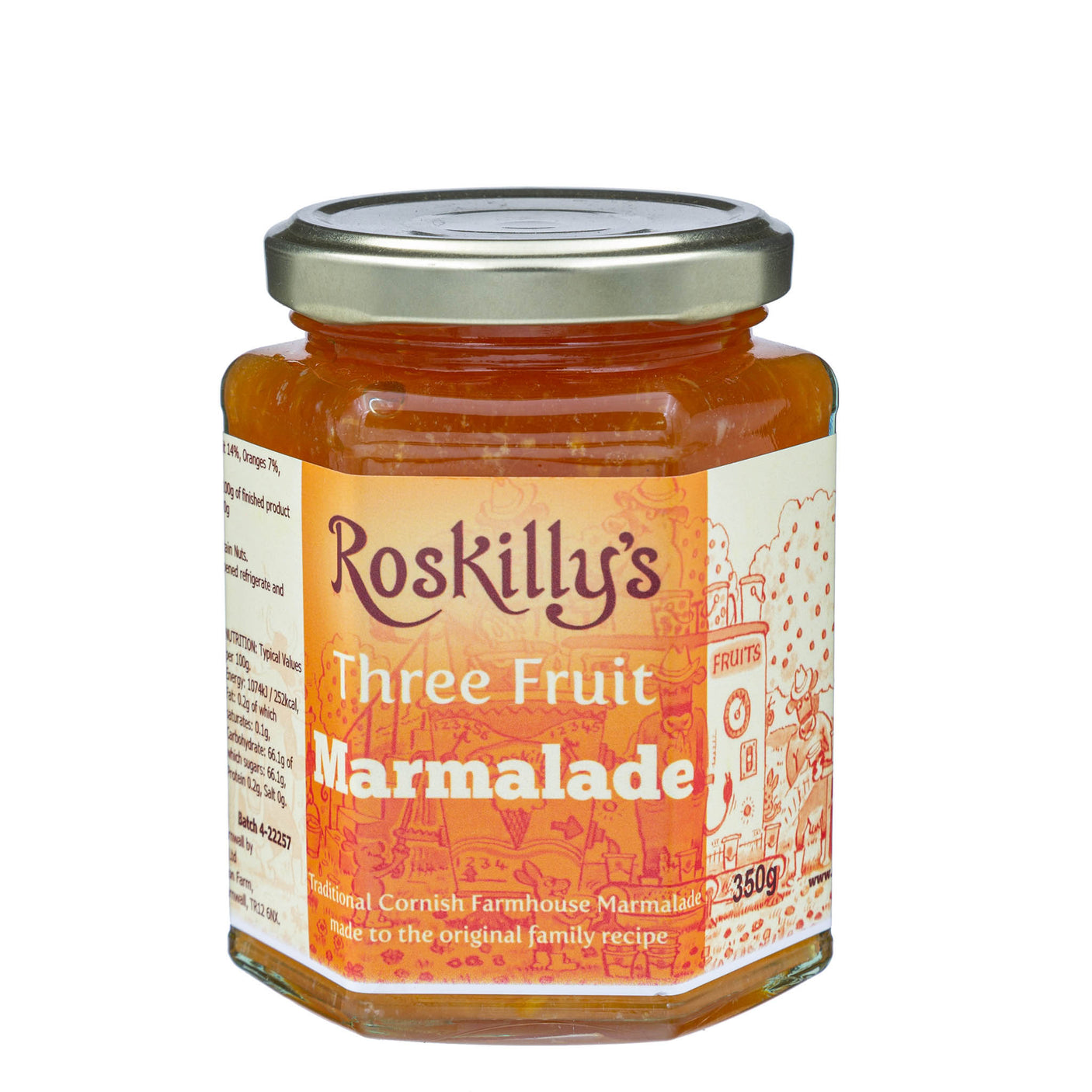 Lobbs Farm Shop, Heligan, Cornwall - Roskilly's - Three Fruit Marmalade 360g - Made in Cornwall