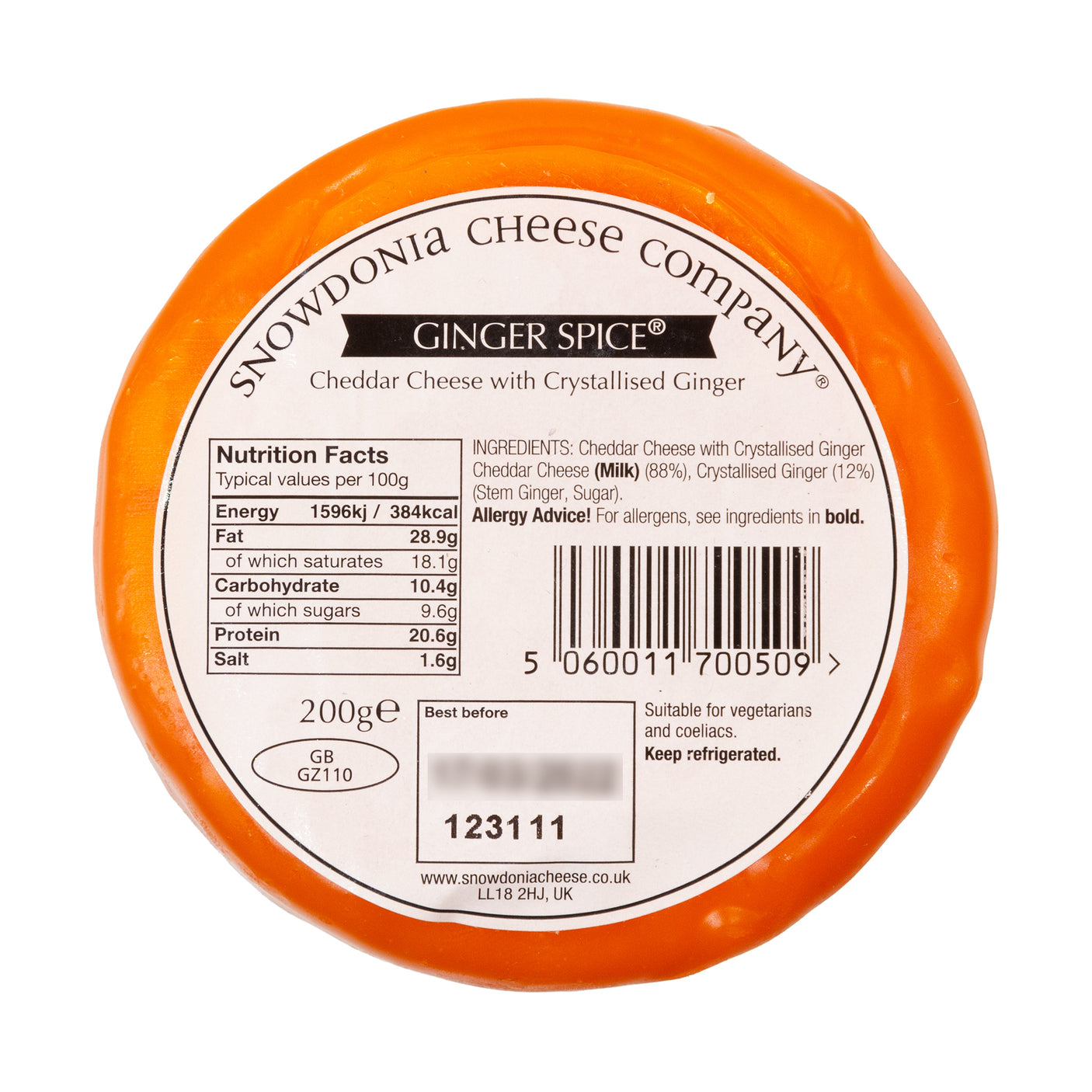 Snowdonia Cheese Company - Ginger Spice Cheddar 200g