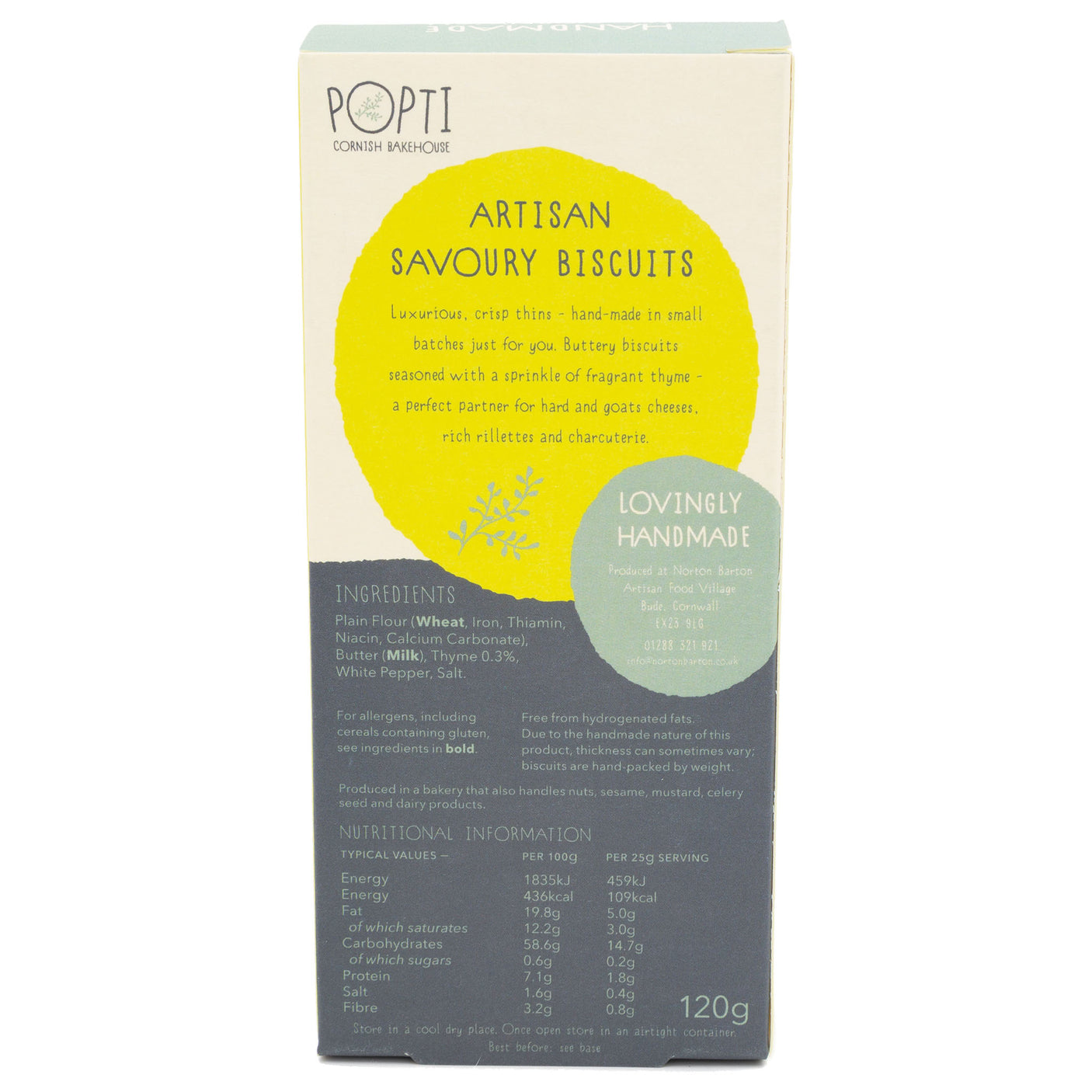 Popti Cornish Bakehouse - Garden Thyme Thins 120g