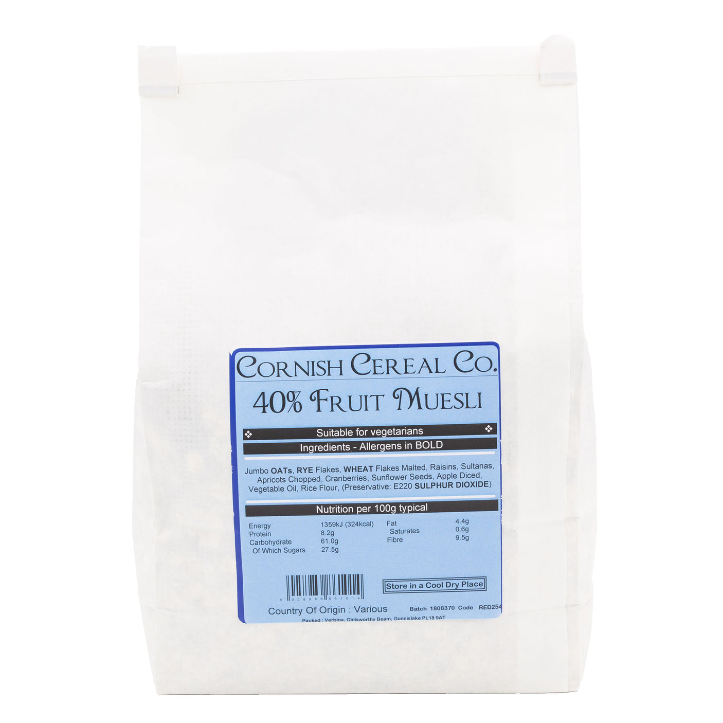 Cornish Cereal Co - 40% Fruit Muesli 800g