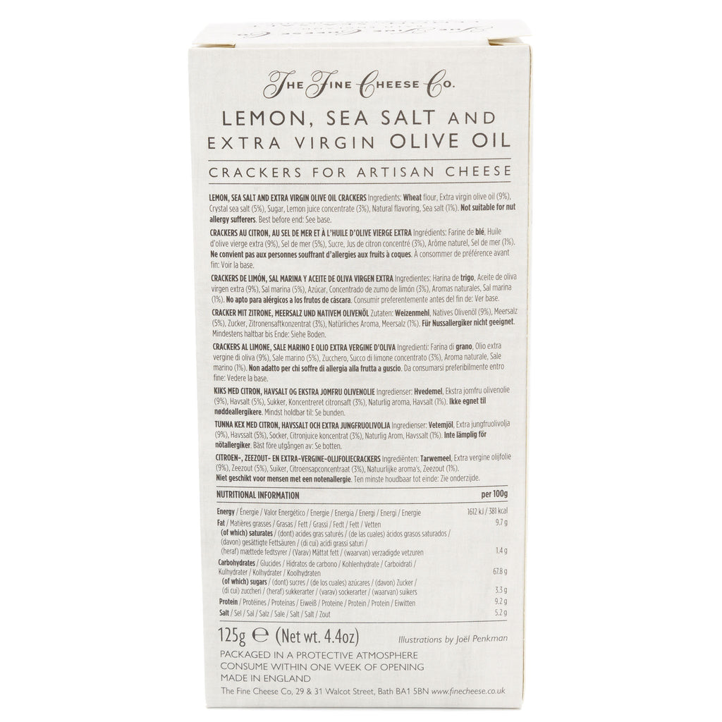 The Fine Cheese Co - Lemon, Sea Salt & Extra Virgin Olive Oil Crackers 125g