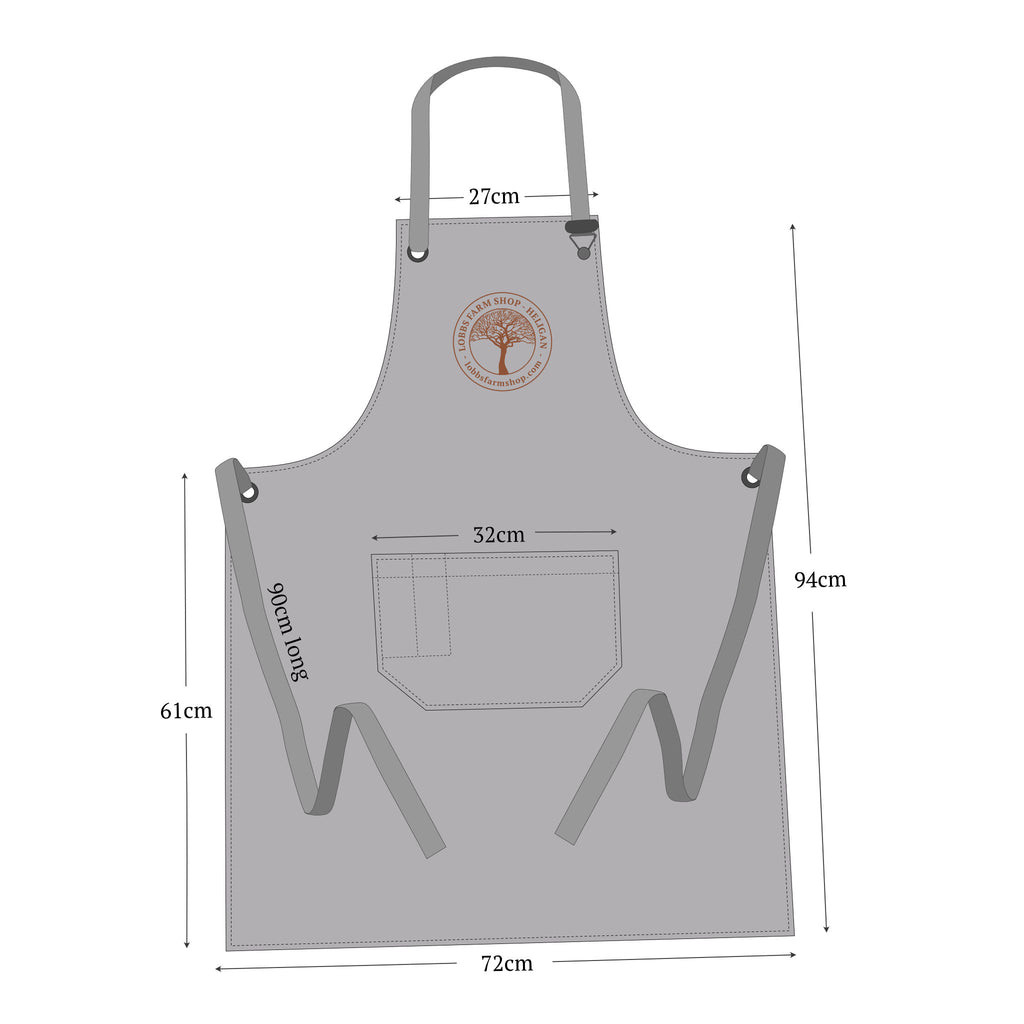 Lobbs Farm Shop 100% Recycled Canvas Cook's Apron Dimensions