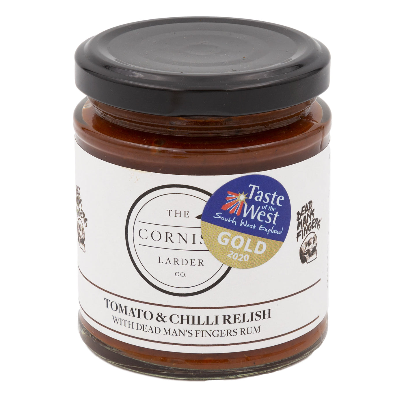 Cornish Larder Co - Tomato & Chilli Relish with Dead Man’s Fingers Rum 200g - Made in Cornwall