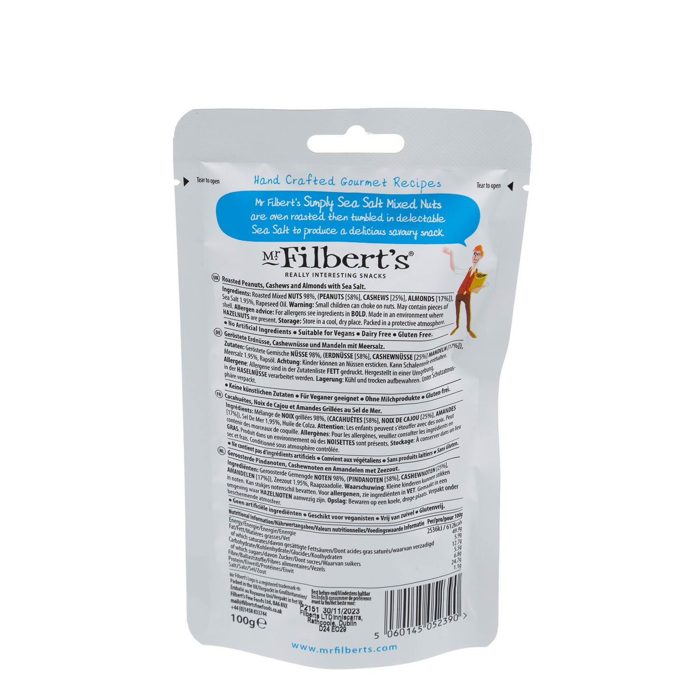 Lobbs Farm Shop, Heligan, Cornwall - Filbert’s - Simply Sea Salt Mixed Nuts 100g