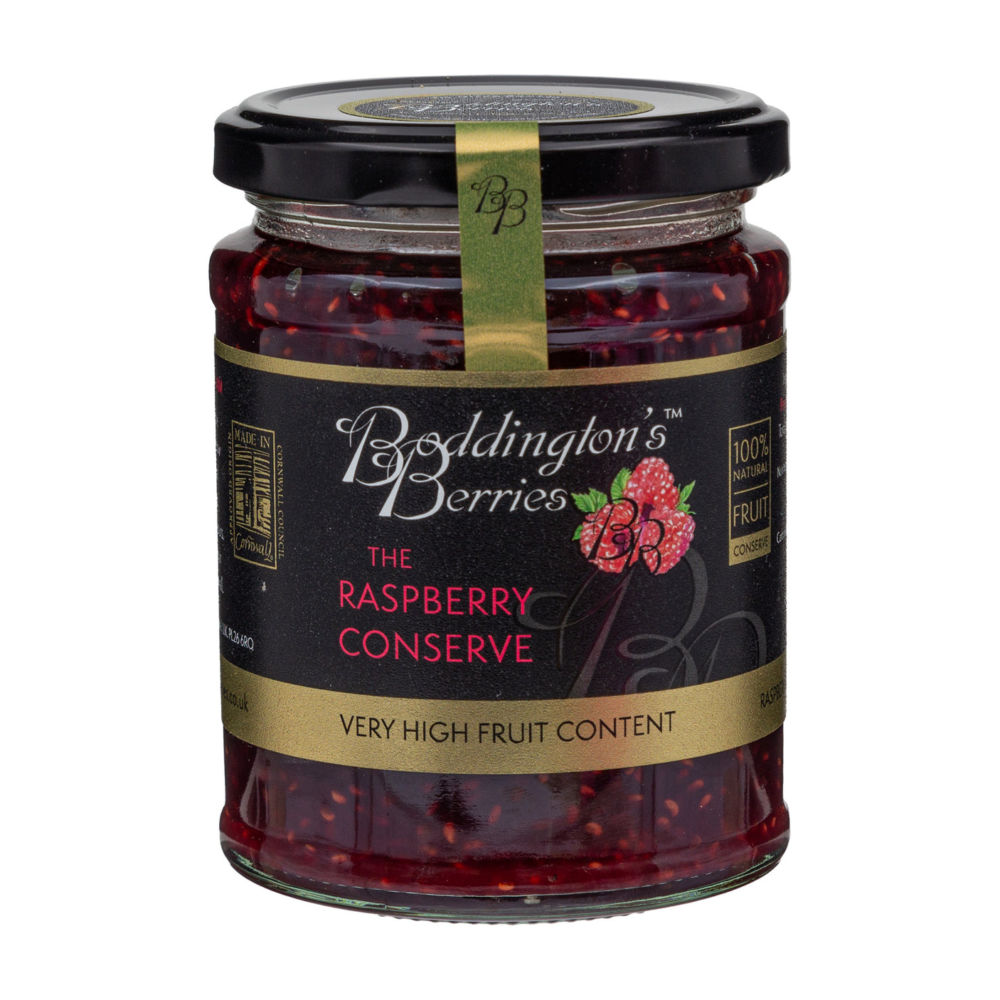 Lobbs Farm Shop, Heligan, Cornwall - Boddington's Berries - Raspberry Conserve 340g