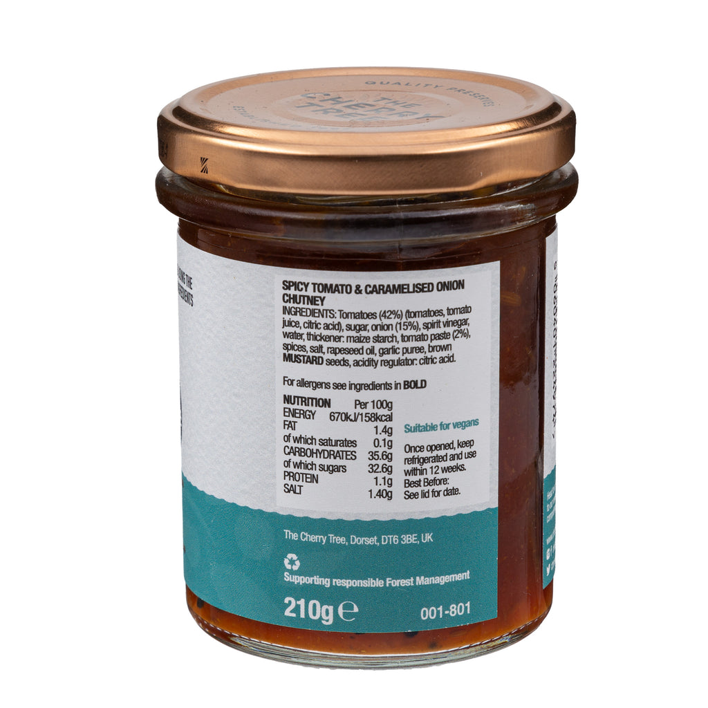 Lobbs Farm Shop, Heligan - The Cherry Tree - Spicy Tomato & Caramelised Onion Chutney 210g