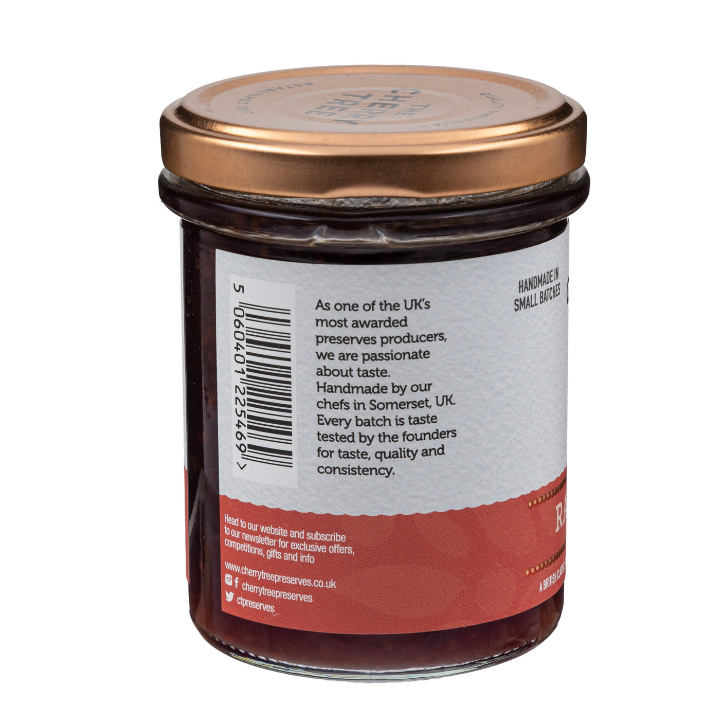 Lobbs Farm Shop, Heligan - The Cherry Tree - Raspberry Extra Jam  225g