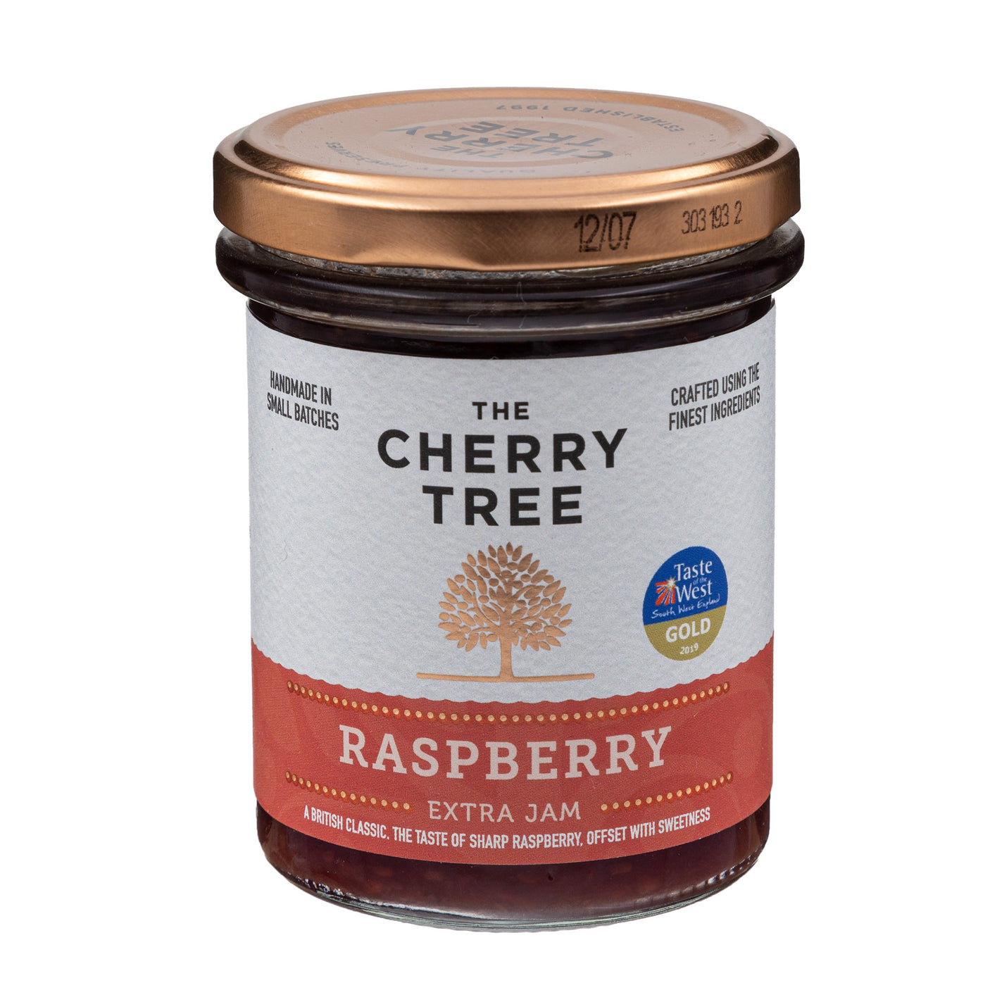 Lobbs Farm Shop, Heligan - The Cherry Tree - Raspberry Extra Jam  225g