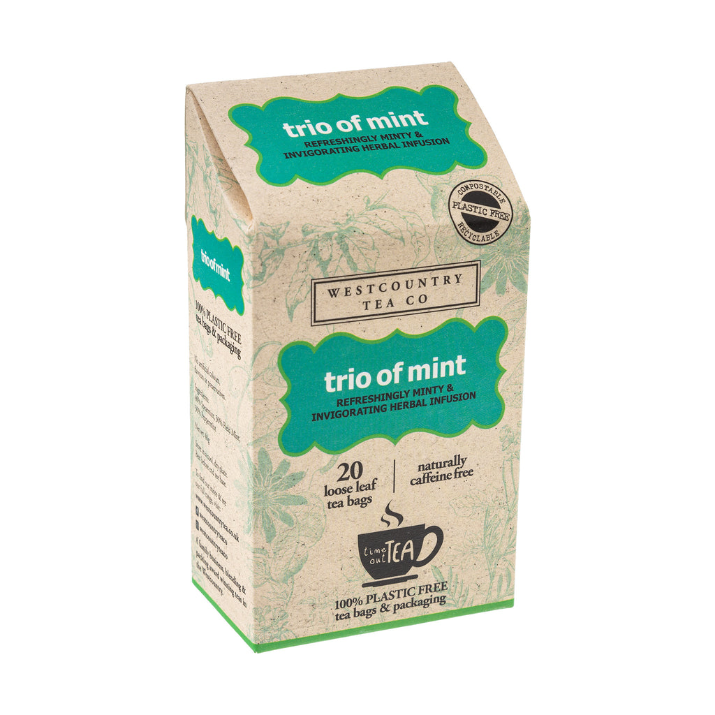 Lobbs Farm Shop, Heligan - Westcountry Tea Co - Trio of Mint - 20 Loose Leaf Bags 40g