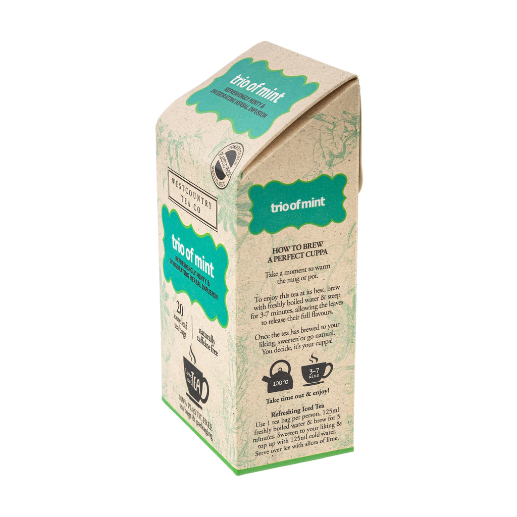 Lobbs Farm Shop, Heligan - Westcountry Tea Co - Trio of Mint - 20 Loose Leaf Bags 40g