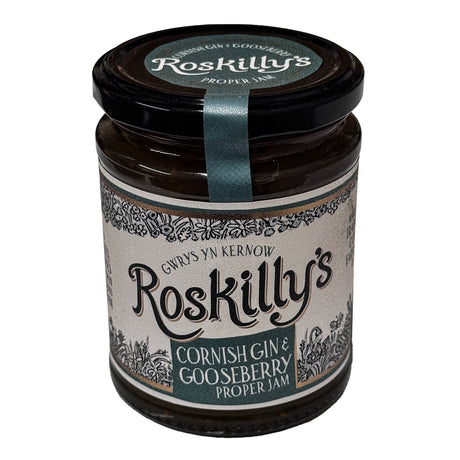 Lobbs Farm Shop, Heligan, Cornwall - Roskilly's Cornish Gin & Gooseberry Proper Jam - 360g - Made in Cornwall