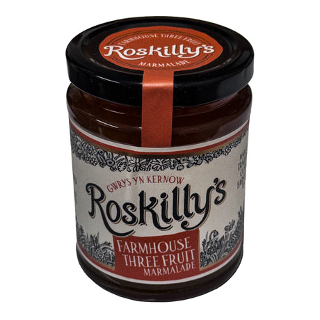 Lobbs Farm Shop, Heligan, Cornwall - Roskilly's Farmhouse Three Fruits Marmalade 360g - Made in Cornwall
