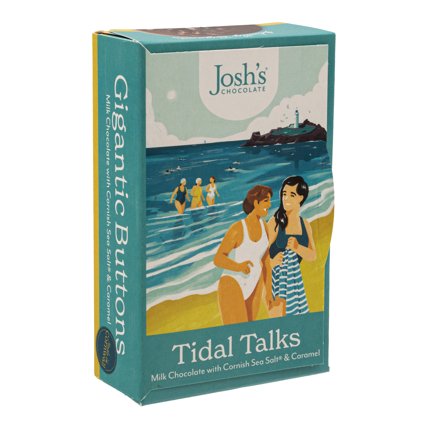 Lobbs Farm Shop, Heligan, Cornwall - Josh's Chocolate - Tidal Talks Milk Chocolate Gigantic Buttons with Cornish Sea Salt® & Caramel 140g