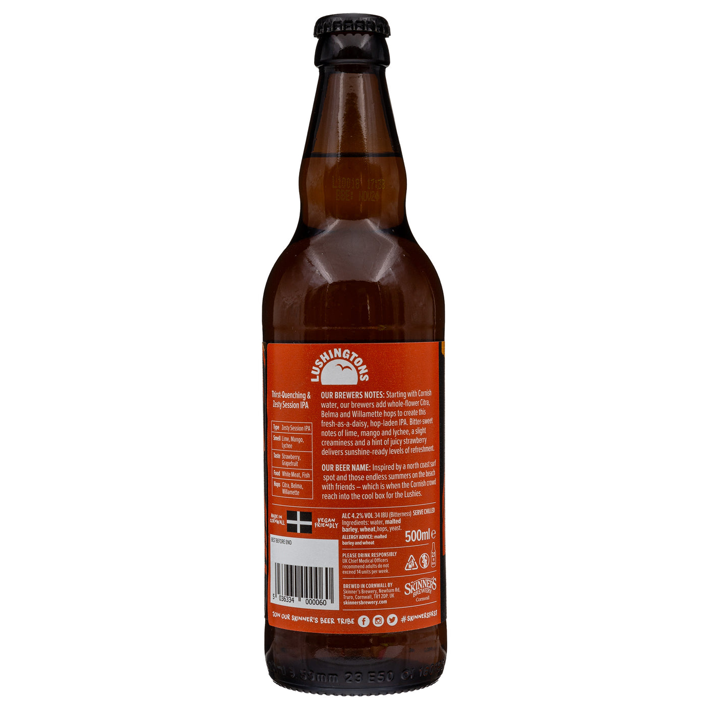 Lobbs Farm Shop, Heligan, Cornwall - Skinners Brewery - Lushingtons Sunshine IPA 500ml