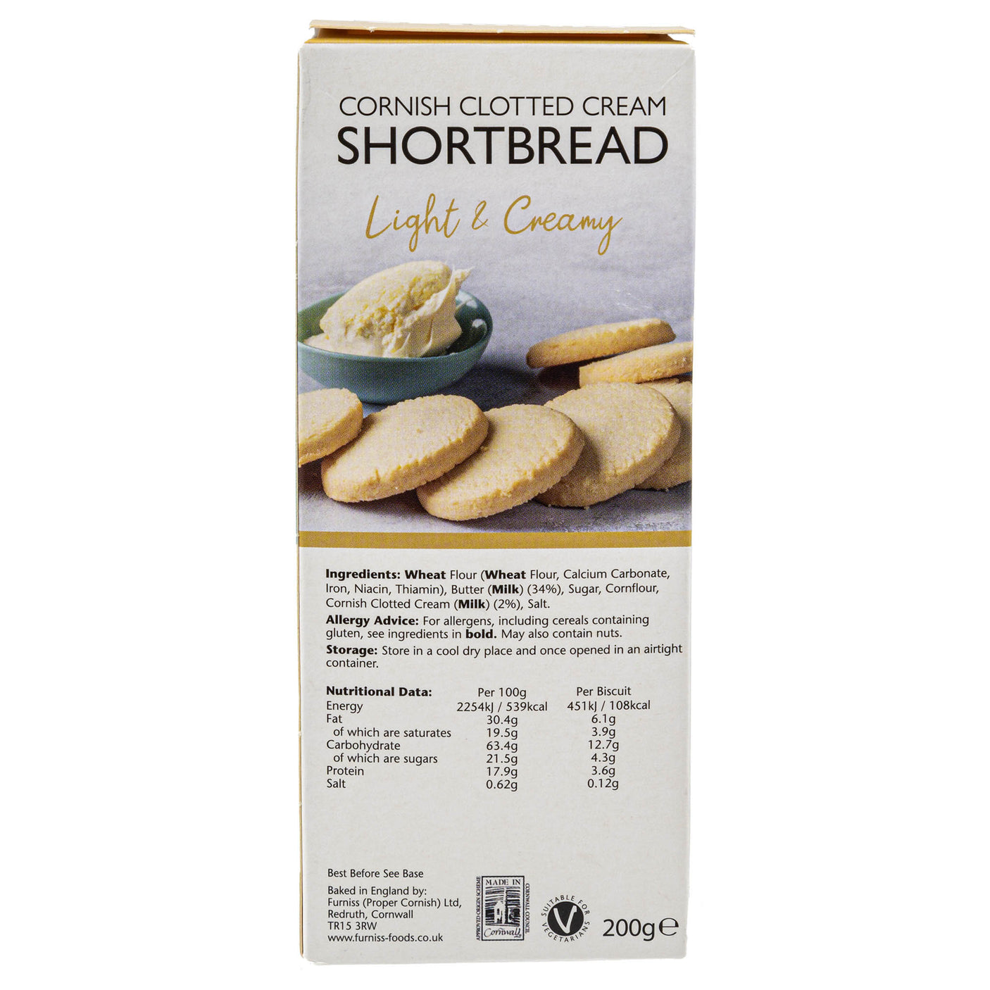 Lobbs Farm Shop, Heligan - Furniss - Cornish Clotted Cream Shortbread 200g - Made in Cornwall