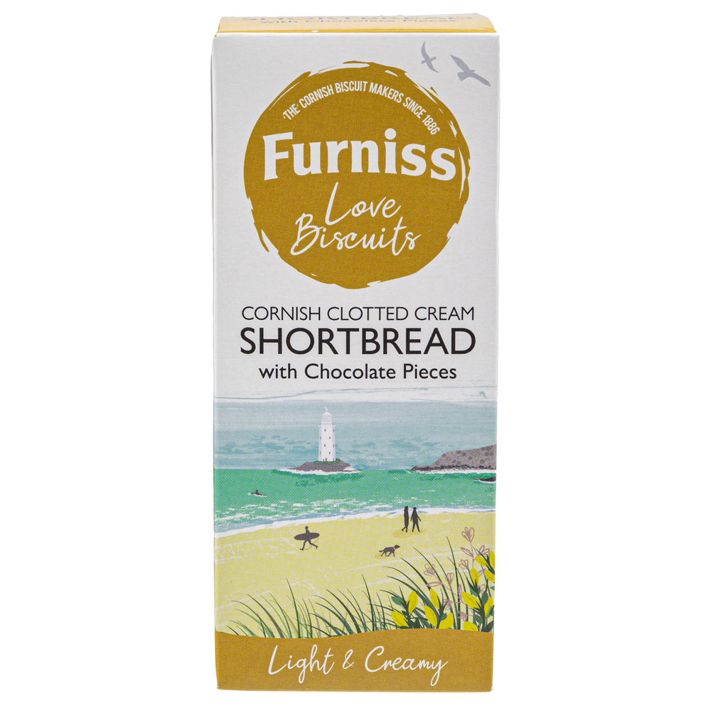 Lobbs Farm Shop, Heligan - Furniss - Cornish Clotted Cream Shortbread with Chocolate Pieces 180g - Made in Cornwall