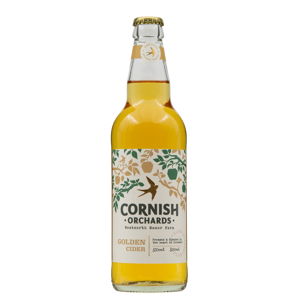 Image Alt Text: Lobbs Farm Shop, Heligan - Cornish Orchards - Golden Cider 500ml - Made in Cornwall
