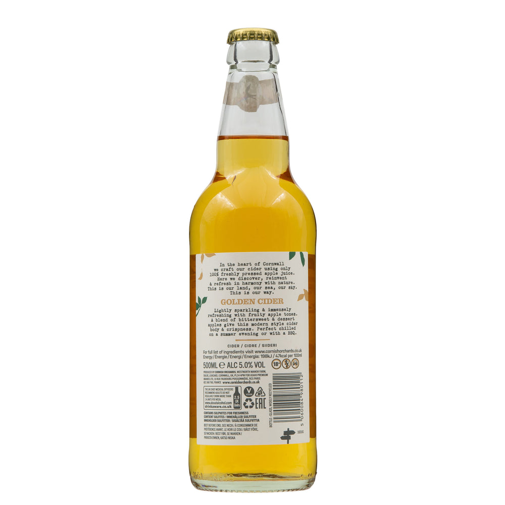 Image Alt Text: Lobbs Farm Shop, Heligan - Cornish Orchards - Golden Cider 500ml - Made in Cornwall