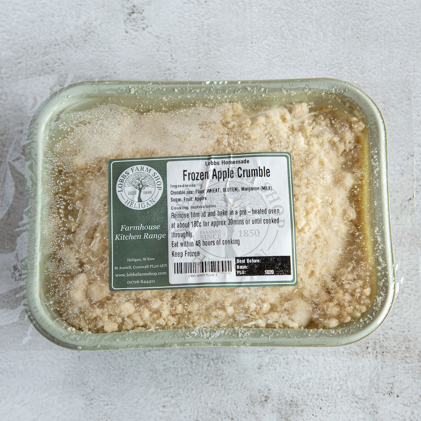 Lobbs Farm Shop Homemade - Frozed Apple Crumble - Serves 2