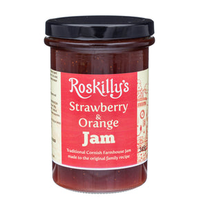Lobbs Farm Shop, Heligan, Cornwall - Roskilly's Strawberry & Orange Jam 345g - Made in Cornwall