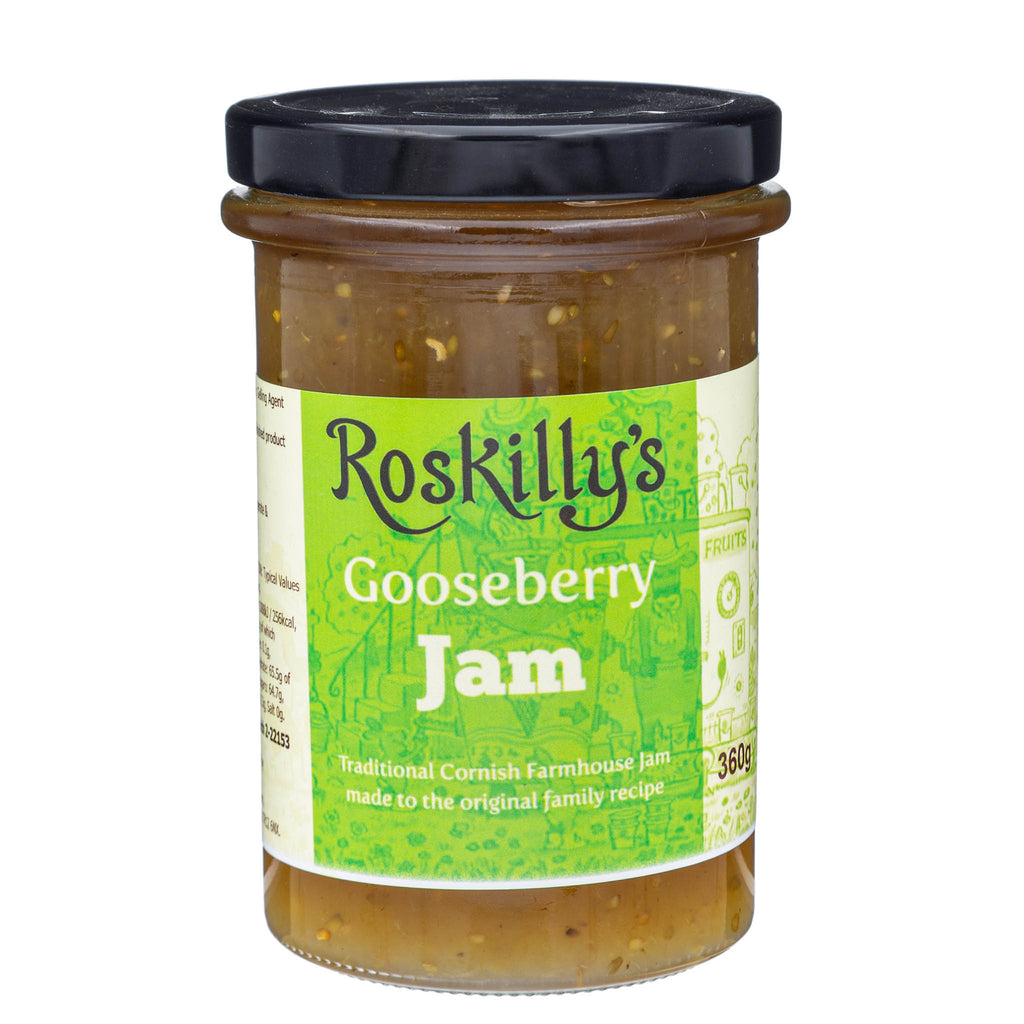 Lobbs Farm Shop, Heligan, Cornwall - Roskilly's - Gooseberry Jam 345g - Made in Cornwall