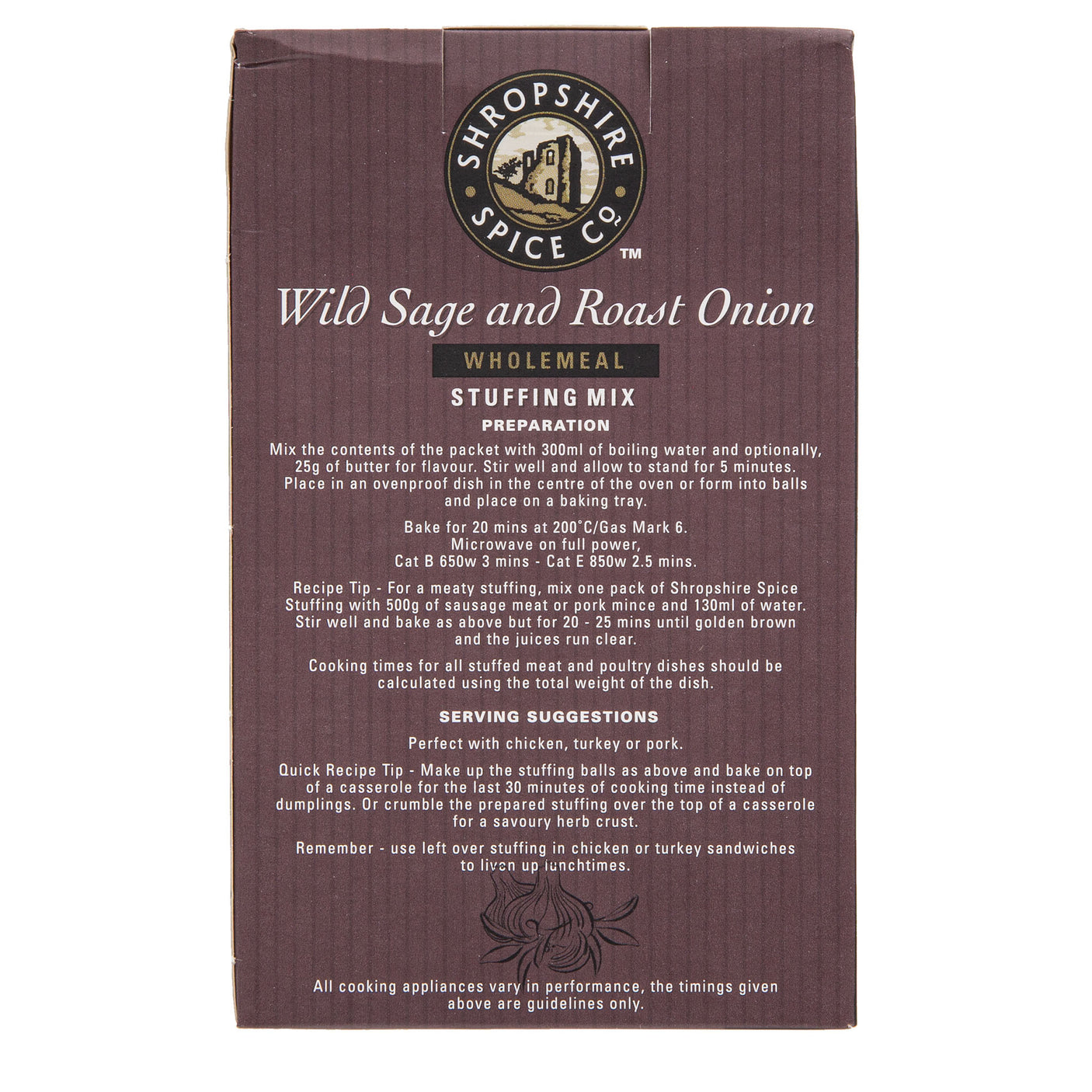 Shropshire Spice Co - Wild Sage & Roast Onion Wholemeal Stuffing Mix 150g