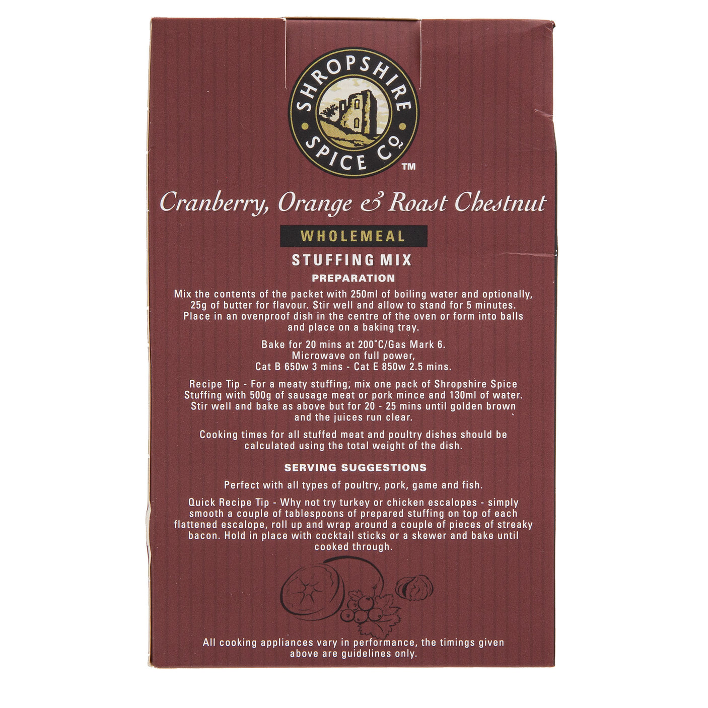 Shropshire Spice Co - Cranberry, Orange & Roast Chestnut Wholemeal Stuffing Mix 150g