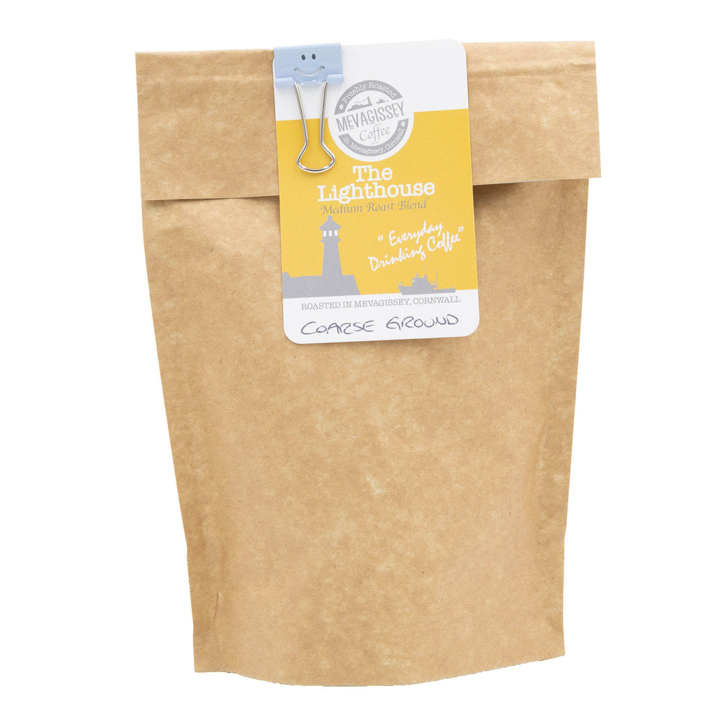 Lobbs Farm Shop, Heligan - Mevagissey Coffee - The Lighthouse Medium Roast Blend Coarse Ground 115g - Roasted and blended in Cornwall