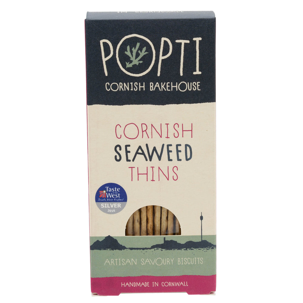 Lobbs Farm Shop, Heligan, Cornwall - Popti Cornish Bakehouse - Cornish Seaweed Thins 120g