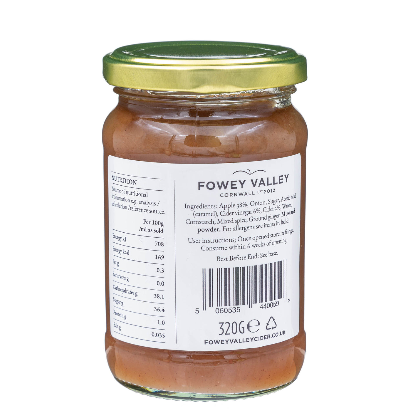 Lobbs Farm Shop, Heligan, Cornwall - Fowey Valley - Cider Chutney 320g - Made in Cornwall